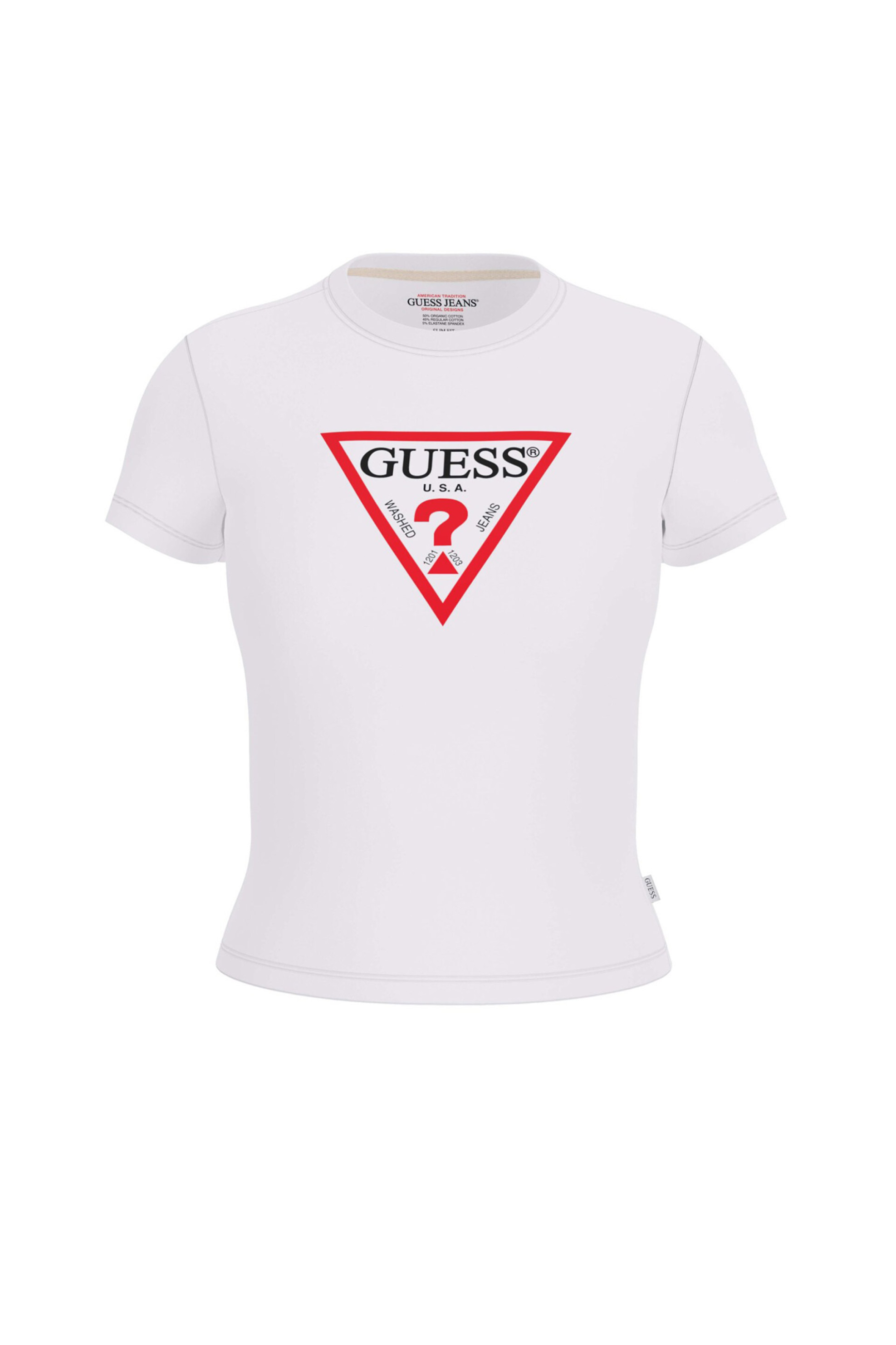Guess γυναικείο T-shirt με τριγωνικό λογότυπο μπροστά