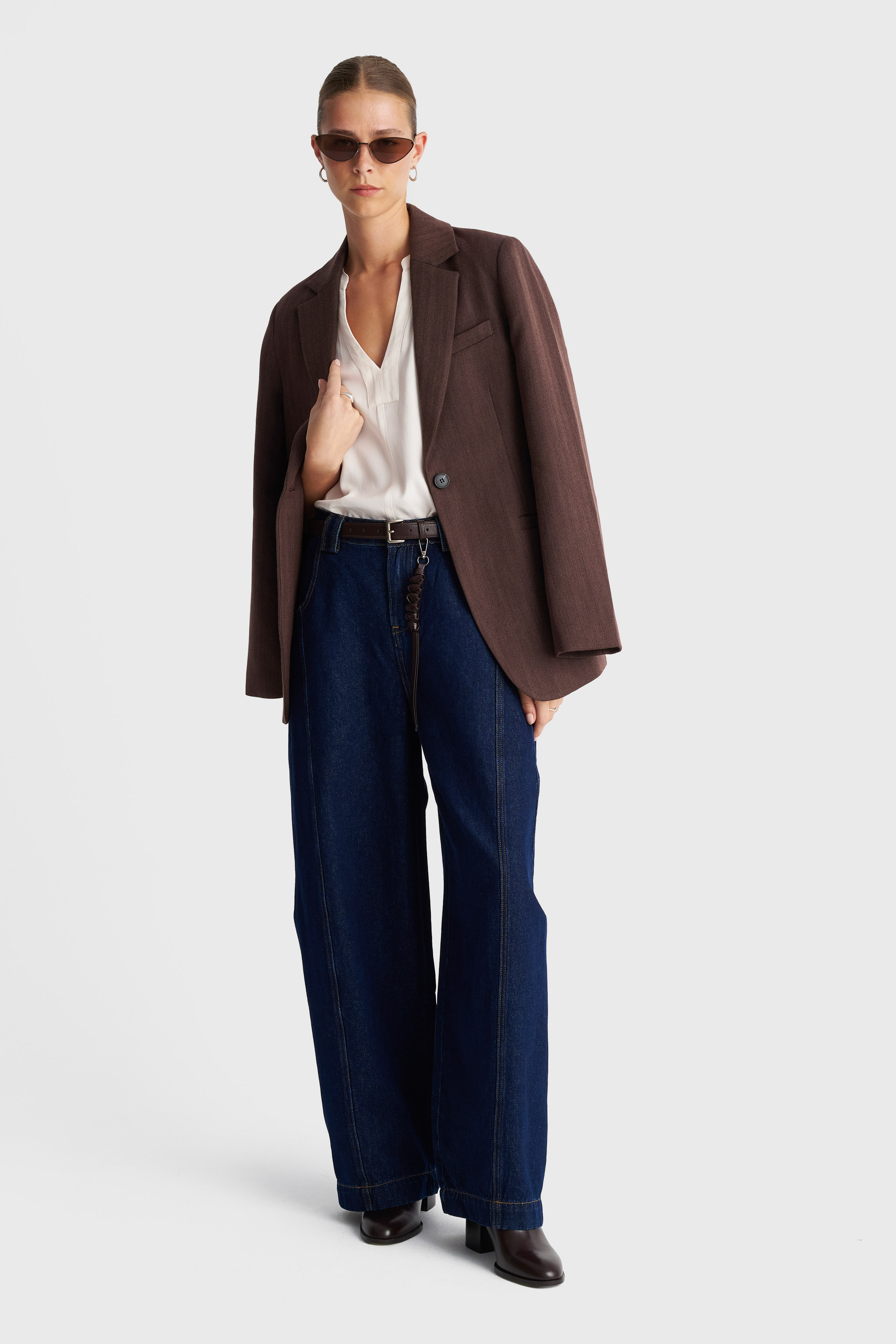 Τζιν παντελόνι wide leg με ζώνη - JEANS
