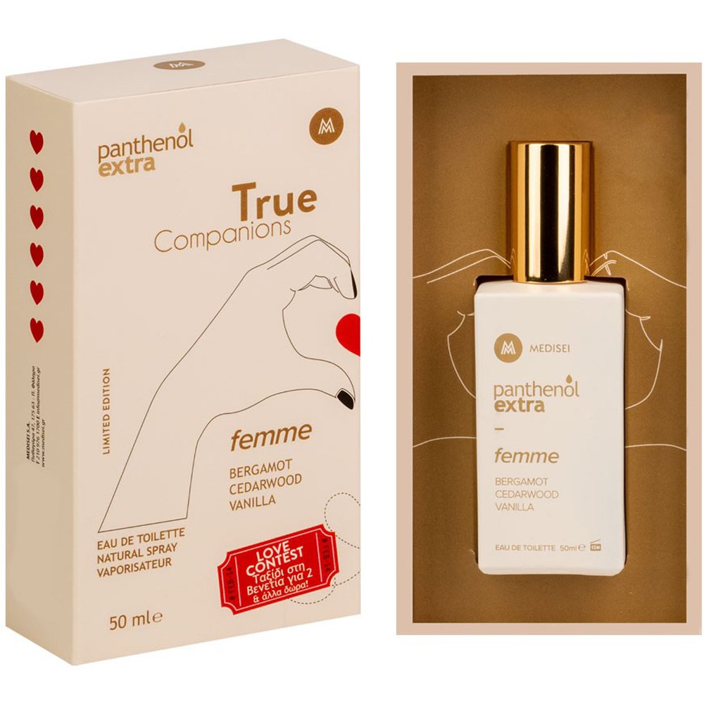 Panthenol Extra True Companions Femme Eau de Toilette Γυναικείο Άρωμα με Νότες Περγαμόντου, Κέδρου & Βανίλιας 50ml