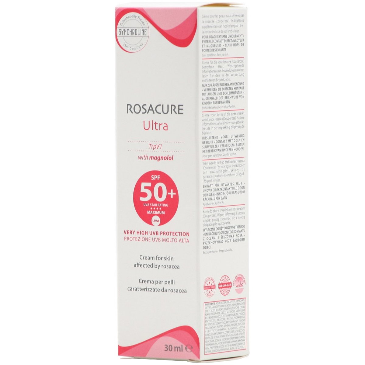 Synchroline Rosacure Ultra Cream with Magnolol Spf50+ Ενυδατική Κρέμα Ημέρας Προσώπου, Πολύ Υψηλής Αντηλιακής Προστασίας Κατά της Ερυθρότητας 30ml