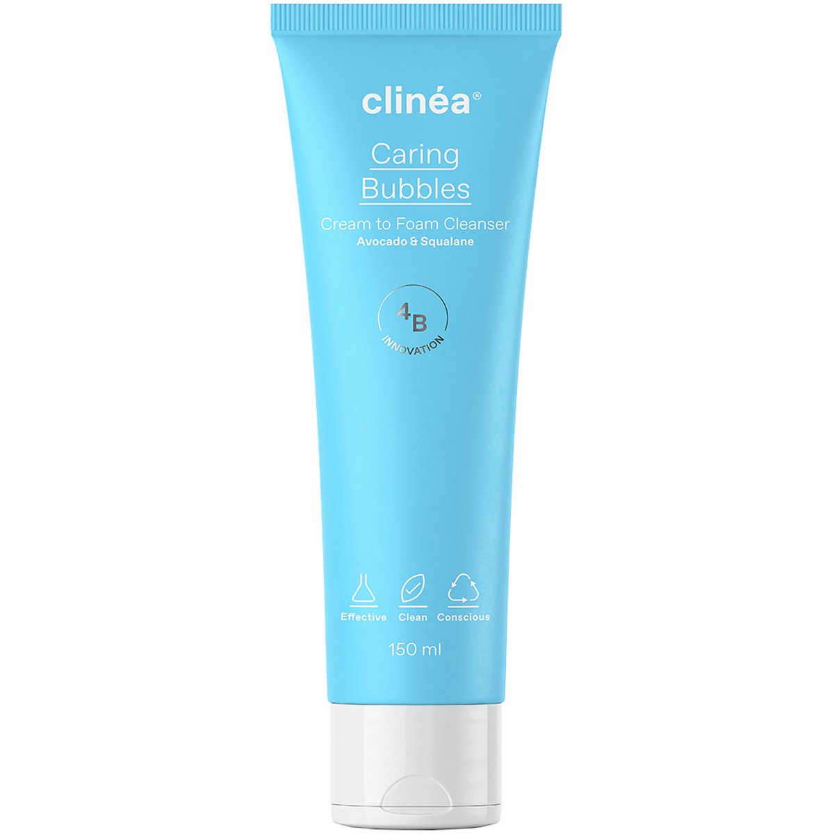 Clinéa Caring Bubbles Cream to Foam Face Cleanser,Κρεμώδης Αφρός Καθαρισμού Προσώπου, με Αβοκάντο & Σκουαλάνιο για Κανονικές, Μεικτές Επιδερμίδες 150ml