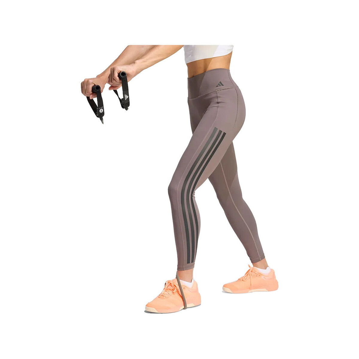 Καλσόν adidas Leggings Optime Workout 3 Stripes 7/8 haute taille