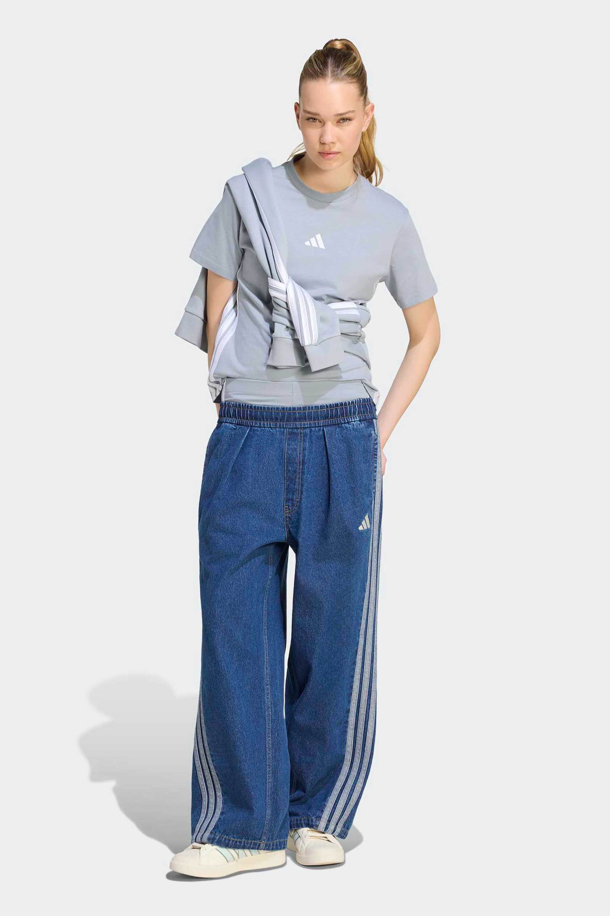 Adidas γυναικείο τζιν παντελόνι με ελαστική μέση και λογότυπο Loose Fit "Stadium"