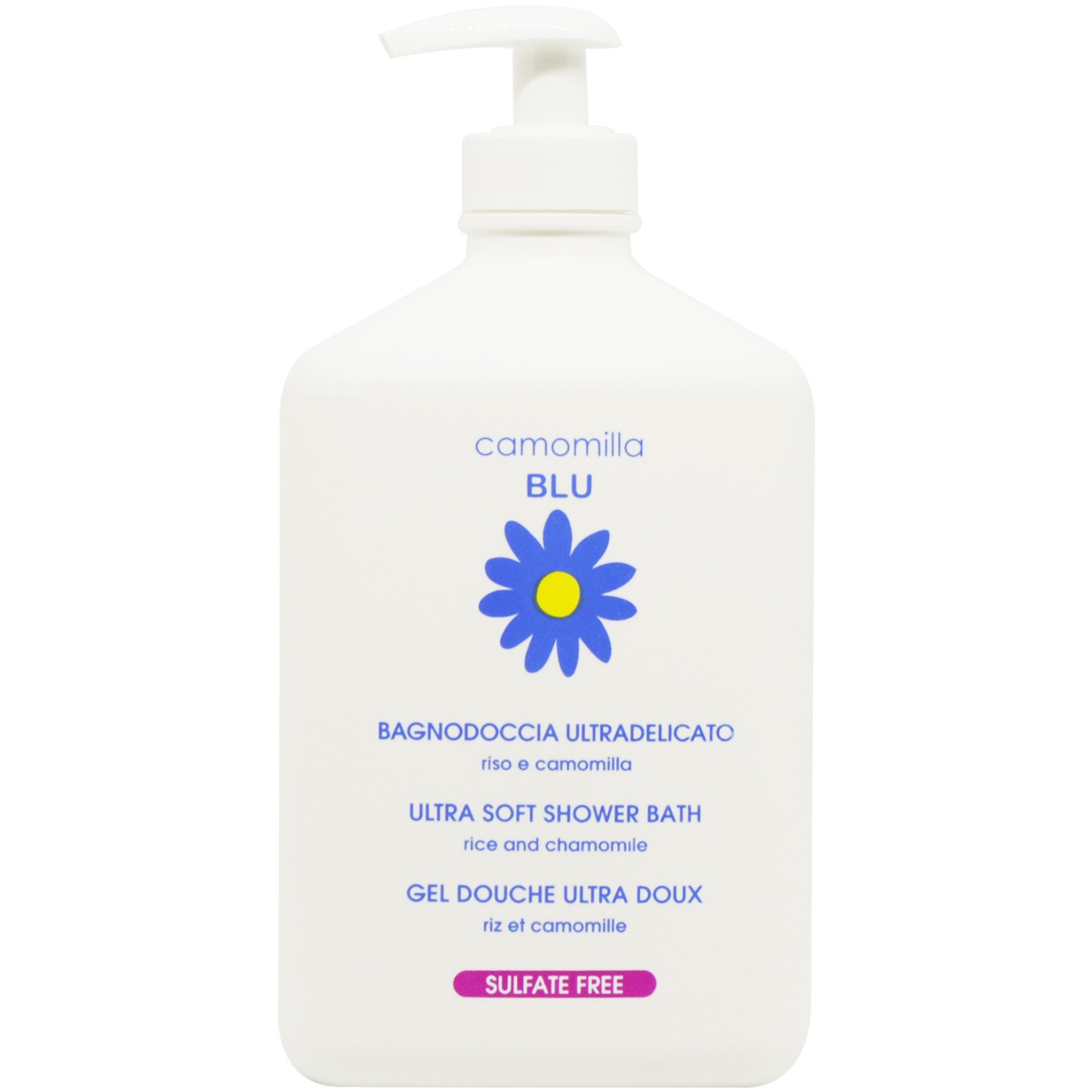 Camomilla Blu Delicate Sulfate Free Ultra Doux Bath & Shower Gel Απαλό Αφρόλουτρο για Πολύ Ευαίσθητο & Δυσανεκτικό Δέρμα με Χαμομήλι & Ρύζι με Αντλία 500ml
