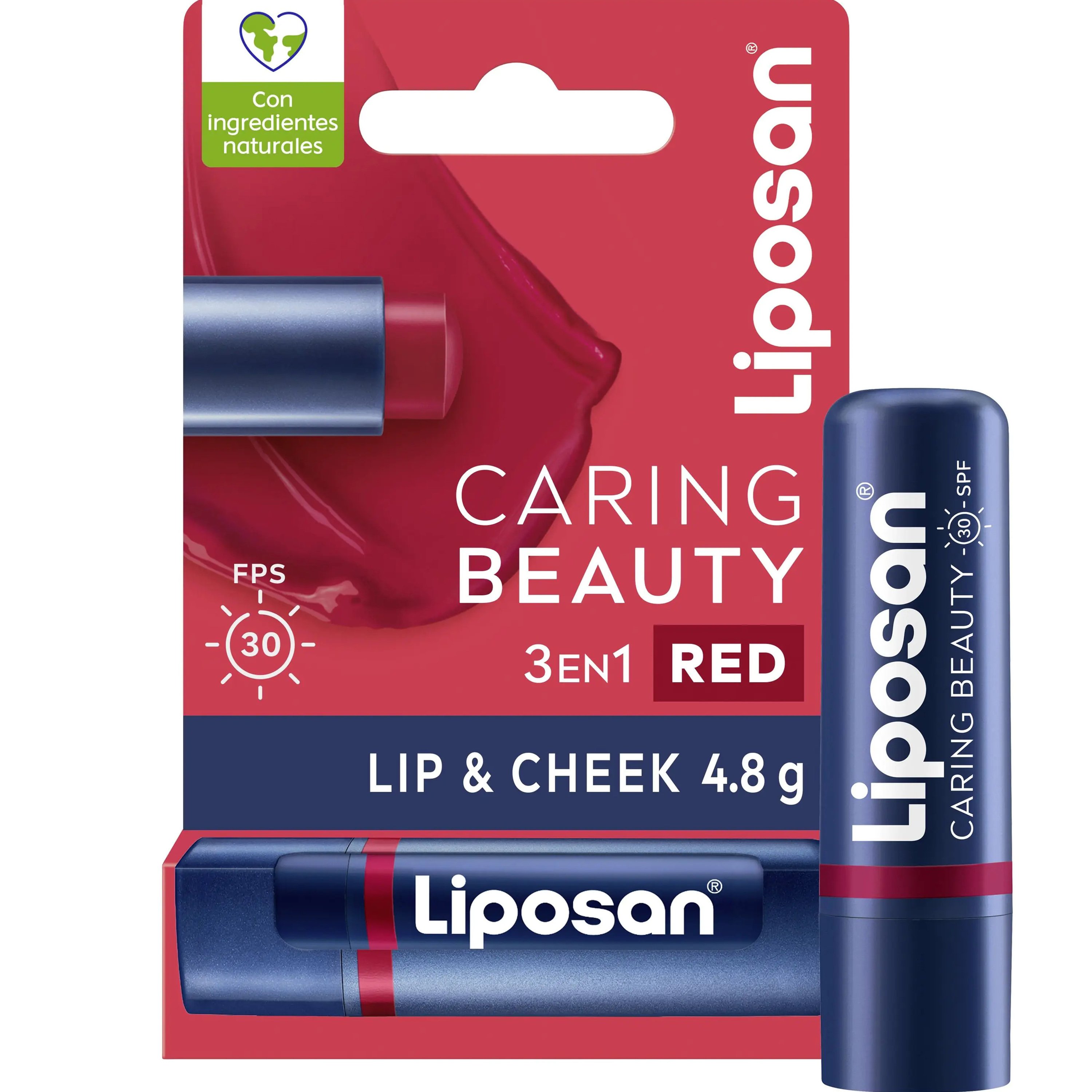 Liposan Caring Beauty Lip & Cheek Spf30 Βάλσαμο με Χρώμα για Χείλη & Μάγουλα με Υψηλό Δείκτη Προστασίας 4.8g - Red