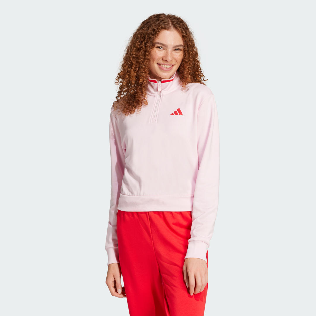 Essentials Color Pop French Terry Crop Quarter-Zip Track Jacket