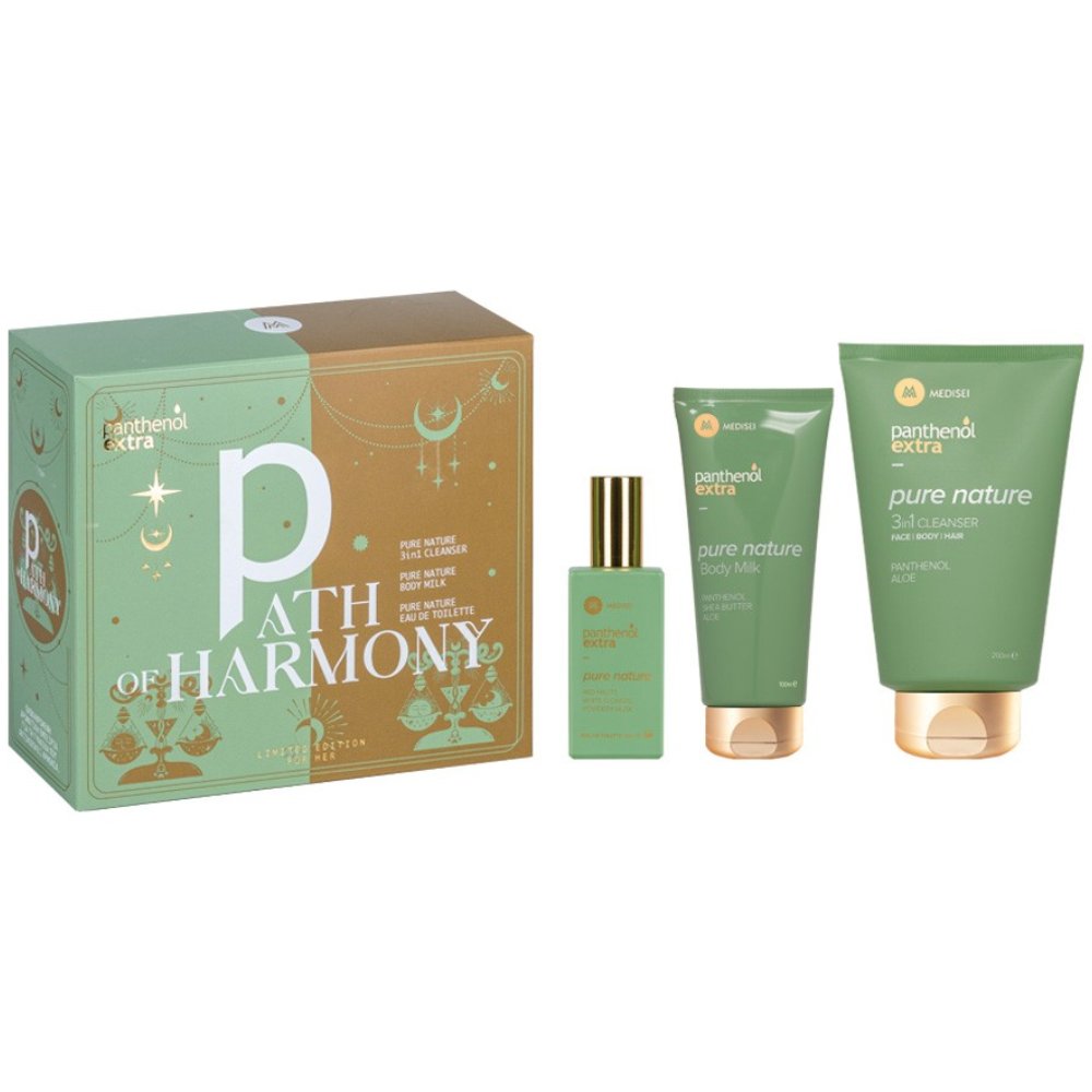 Panthenol Extra Promo Pure Nature Eau De Toilette 50ml & 3in1 Cleanser 200ml & Body Milk 100ml