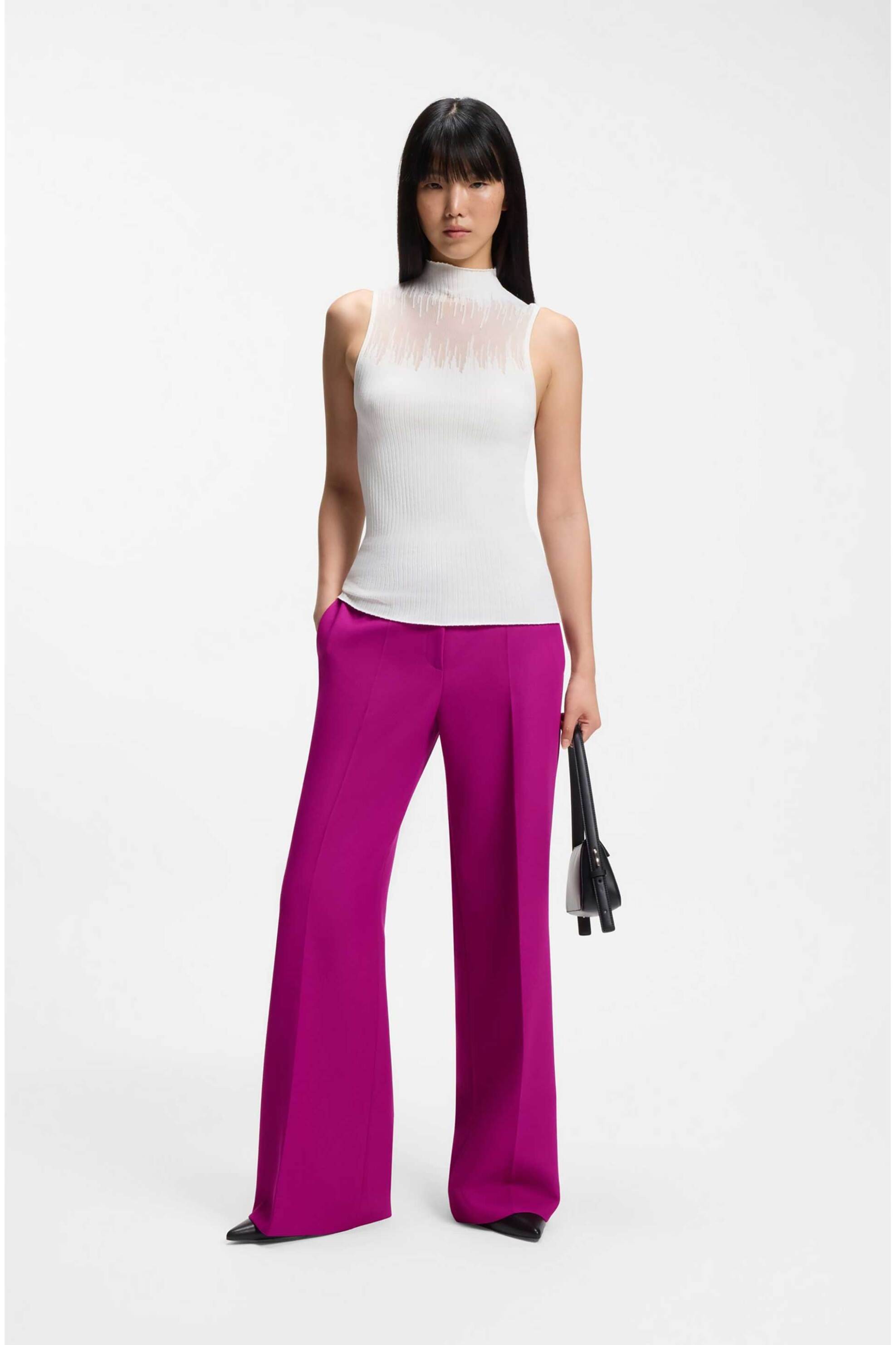 Hugo γυναικείο παντελόνι μονόχρωμο Wide Leg "Hasmina"