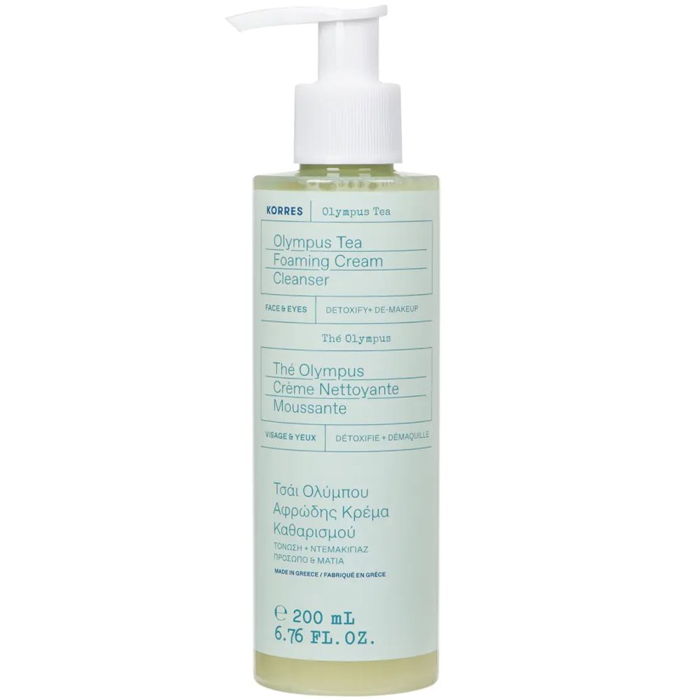 Korres Olympus Tea Foaming Face & Eyes Cream Cleanser Κρέμα Καθαρισμού Προσώπου & Ματιών για Τόνωση & Ντεμακιγιάζ με Τσάι του Ολύμπου 200ml