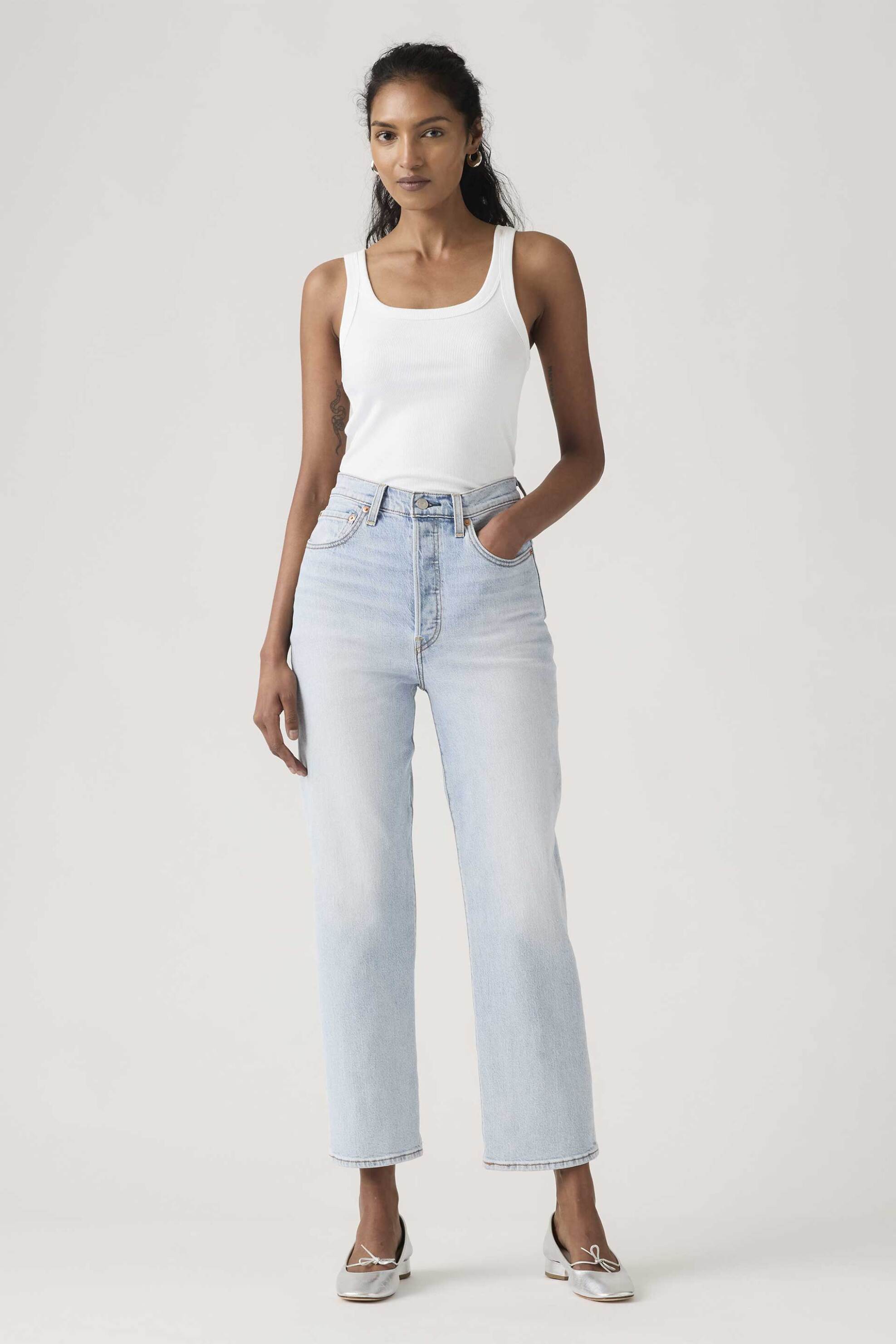 Levi's® γυναικείο ψηλόμεσο τζιν παντελόνι πεντάτσεπο Slim Straight Fit "Ribcage"