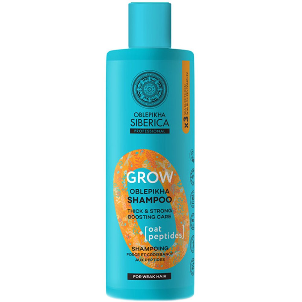 Oblepikha Siberica Professional Grow with Biolipid Complex Oat Peptides Shampoo Ενδυναμωτικό Σαμπούαν με Πεπτίδια Βρώμης για Ενίσχυση της Τρίχας 400ml