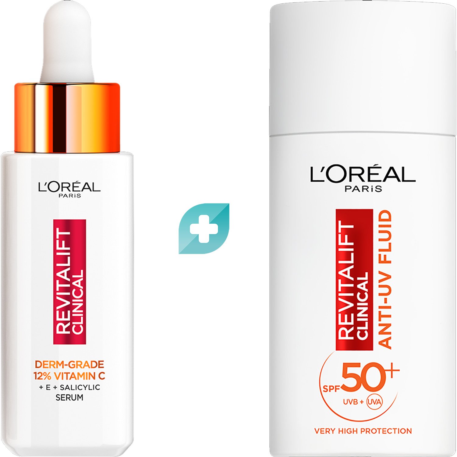 L'Oreal Paris Promo Revitalift Clinical Derm-Grade 12% Vitamin C Face Serum 30ml & Revitalift Clinical Anti-UV Fluid Spf50+, 50ml