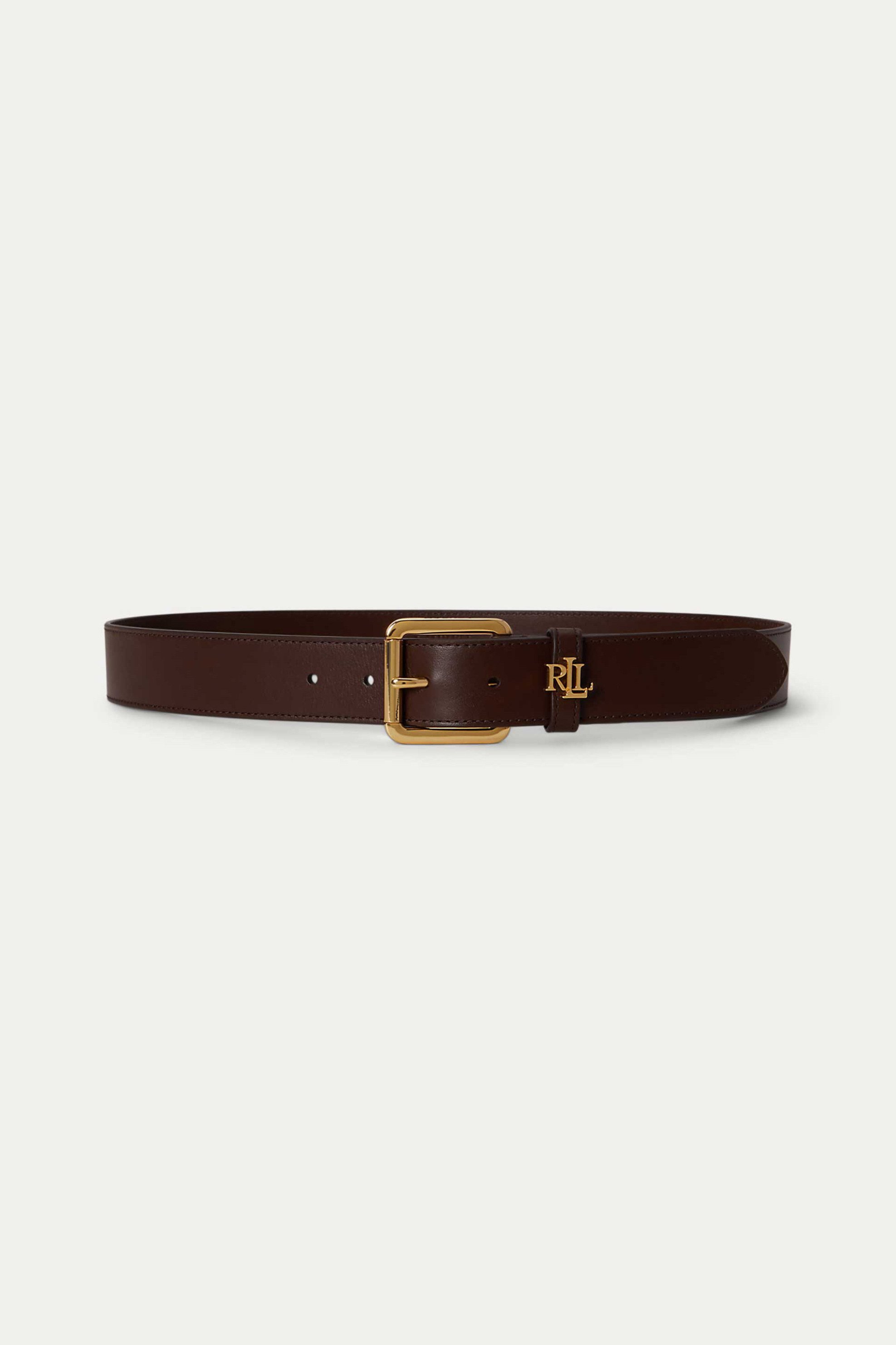 Lauren Ralph Lauren γυναικεία δερμάτινη ζώνη με μεταλλική αγκράφα και monogram