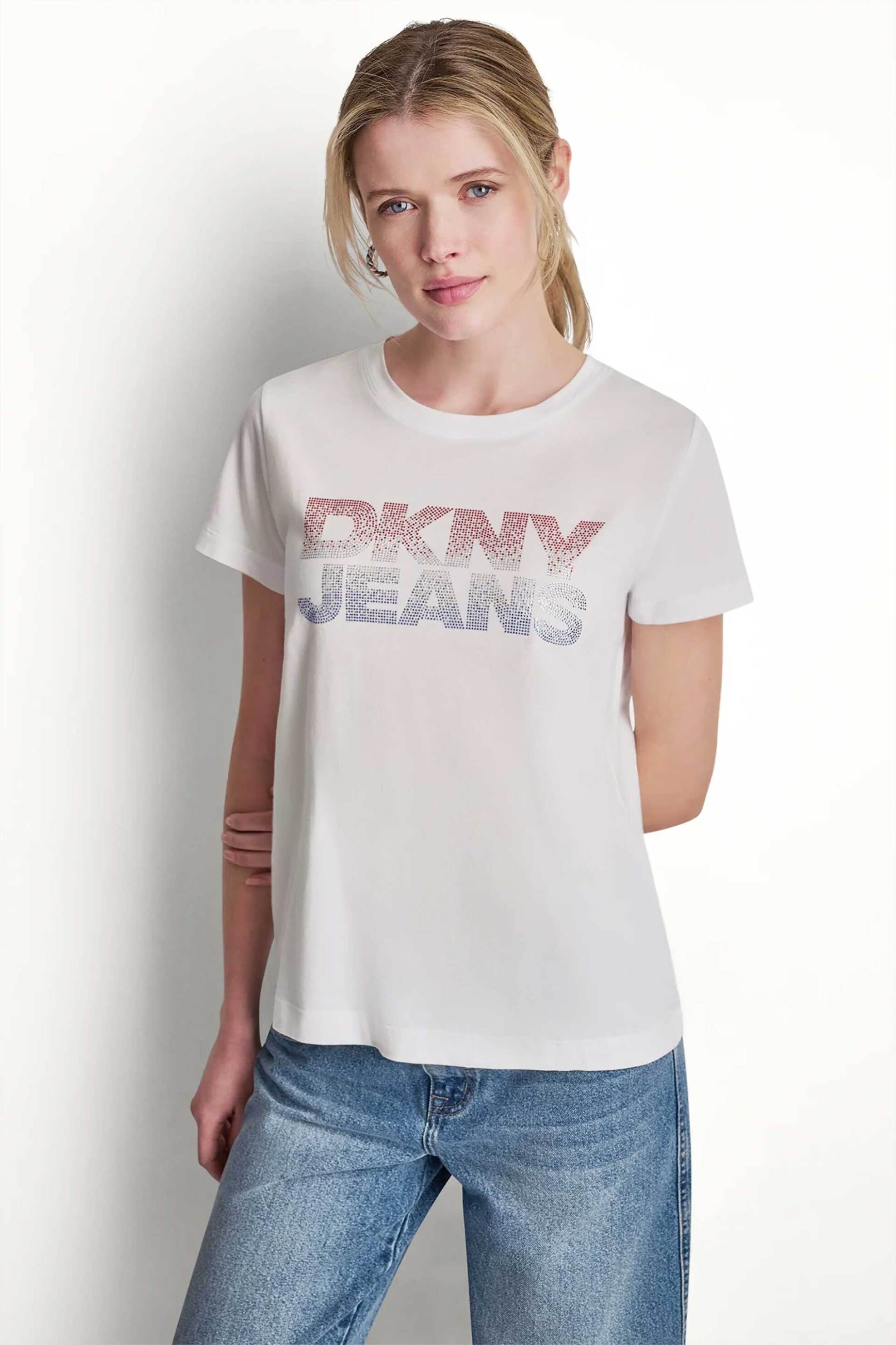 DKNY γυναικείο T-shirt με στρας στο λογότυπο Regular Fit