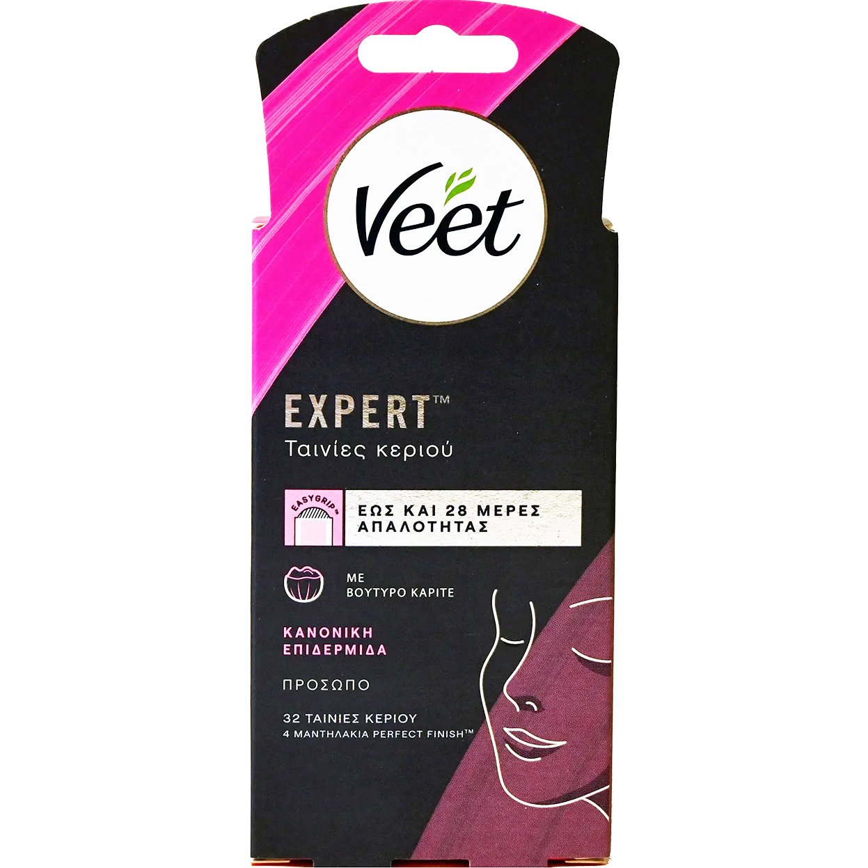 Veet Expert Face Wax Strips Αποτριχωτικές Ταινίες Προσώπου για Κανονική Επιδερμίδα 32 Τεμάχια