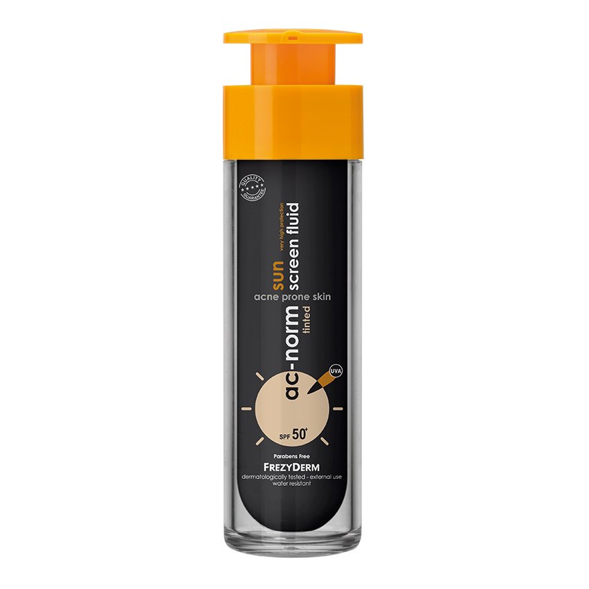 Frezyderm Ac-Norm Sunscreen Fluid Tinted Spf50+ Αντηλιακή Κρέμα Προσώπου Πολύ Υψηλής Προστασίας με Χρώμα για Ακνεϊκό Δέρμα 50ml