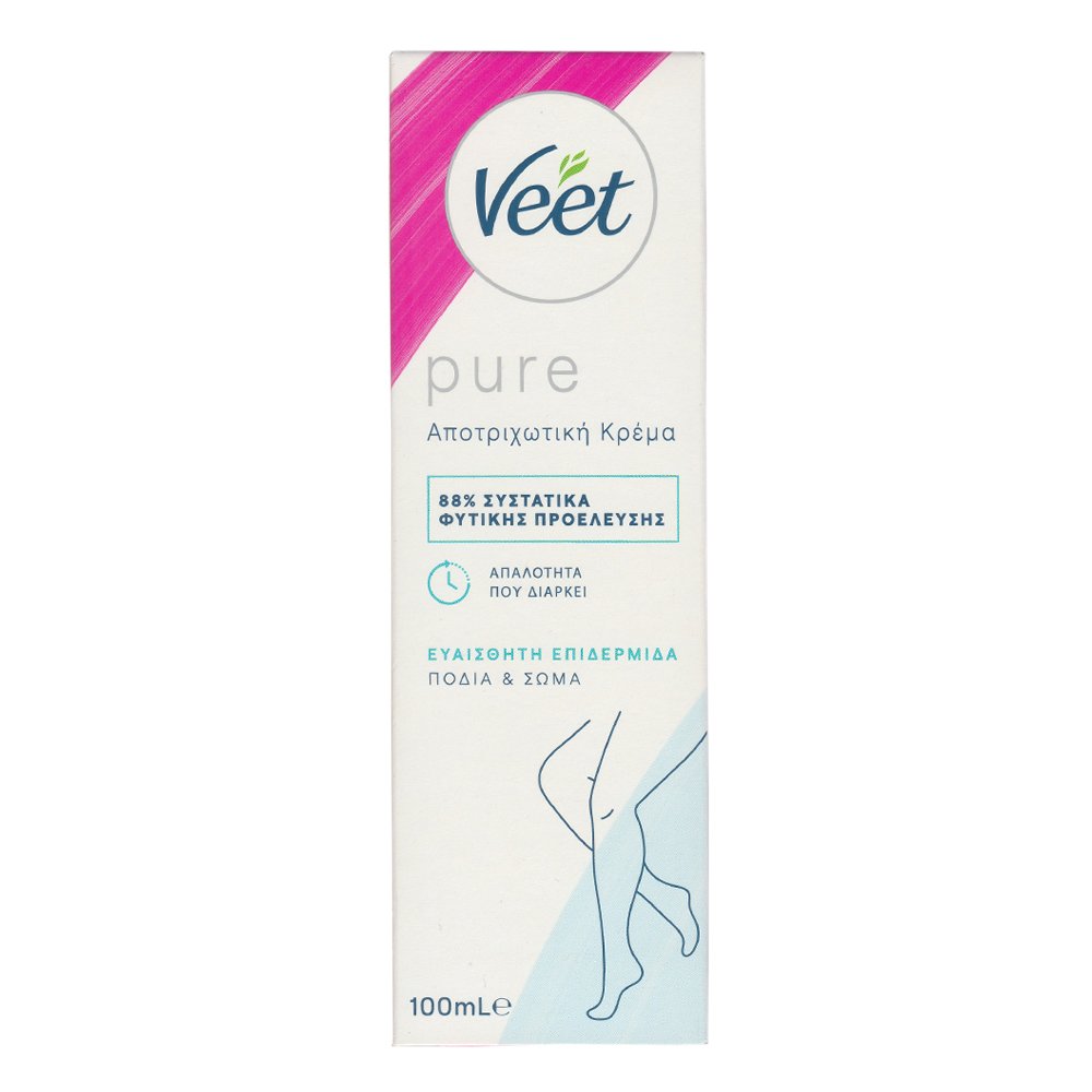 Veet Pure Inspirations Hair Removal Cream Αποτριχωτική Κρέμα για Πόδια & Σώμα με Άρωμα Βατόμουρου & Βιολέτας για Ευαίσθητες Επιδερμίδες 100ml