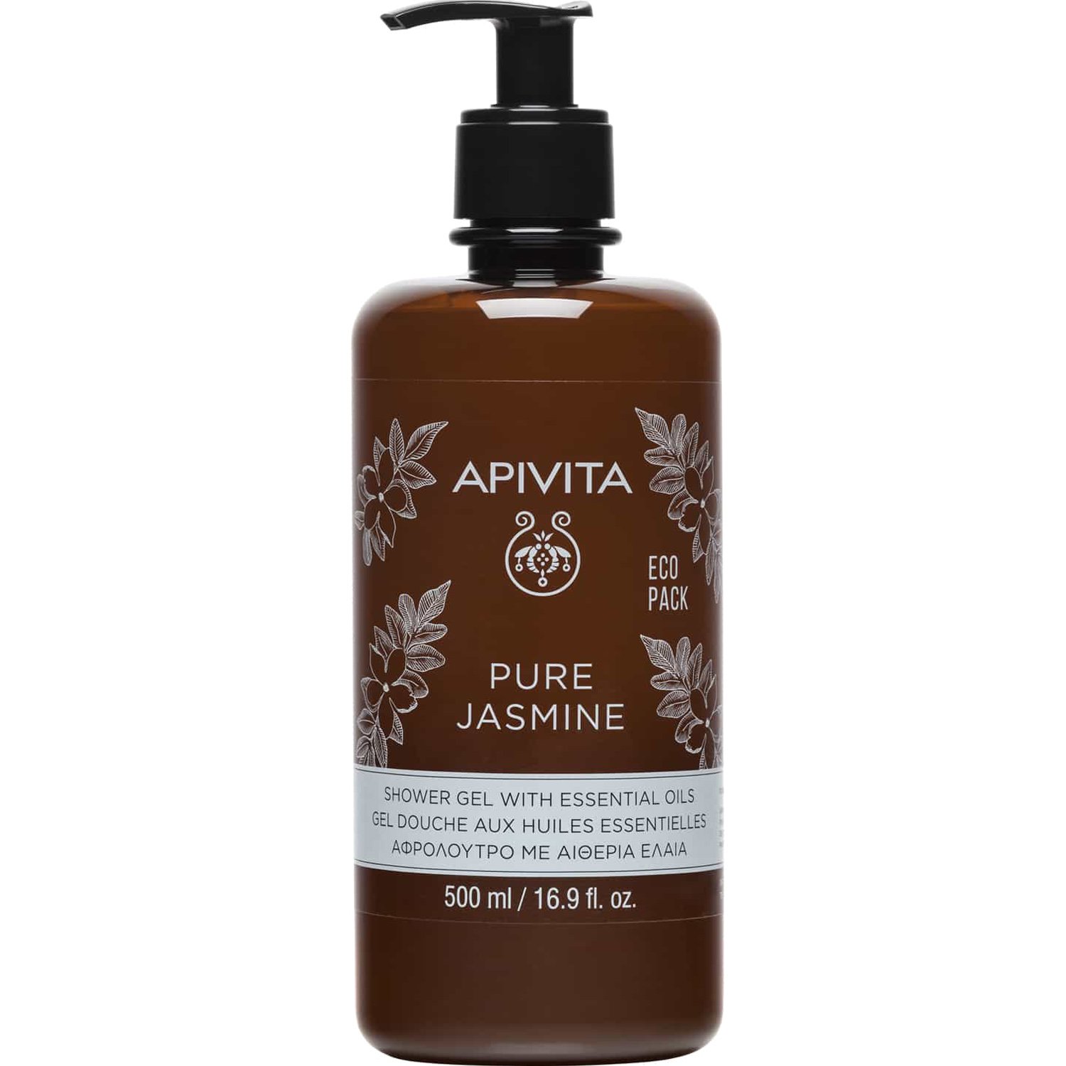 Apivita Pure Jasmine Shower Gel Ενυδατικό Αφρόλουτρο με Αιθέρια Έλαια & Άρωμα Γιασεμιού 500ml