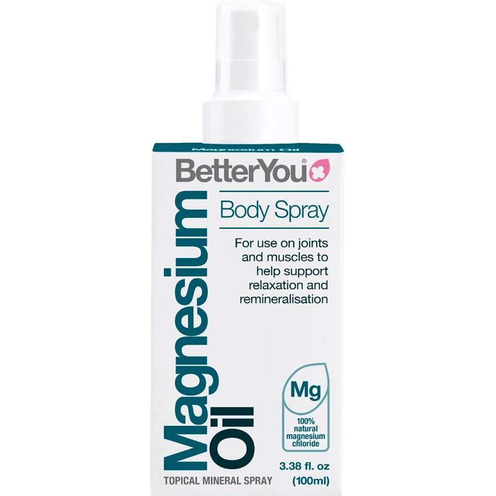 BetterYou Magnesium Oil Body Spray Λάδι Σώματος Διαδερμικού Μαγνησίου σε Μορφή Spary Υψηλής Ποιότητας για την Υποστήριξη των Μυών, Αρθρώσεων & Χαλάρωση 100ml