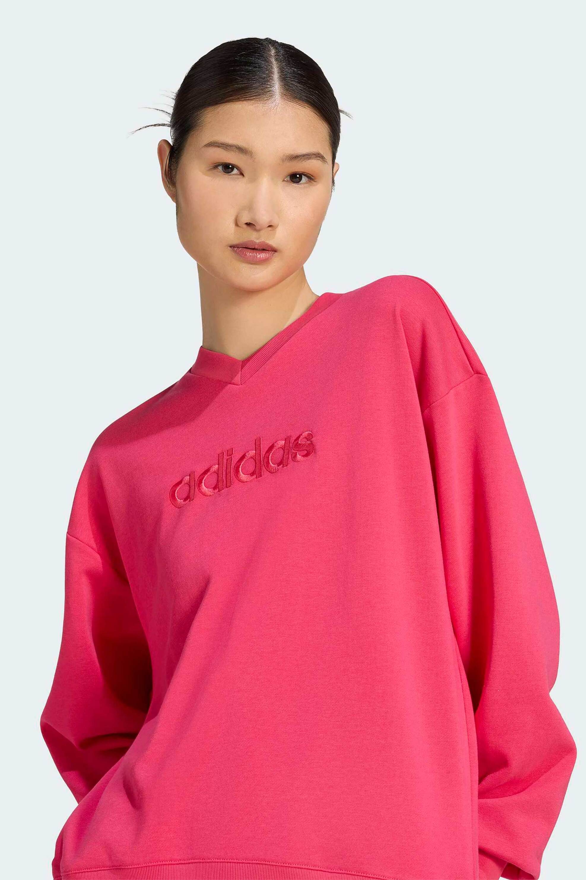 Adidas γυναικεία μπλούζα φούτερ με V Oversized Fit "Satin Logo"