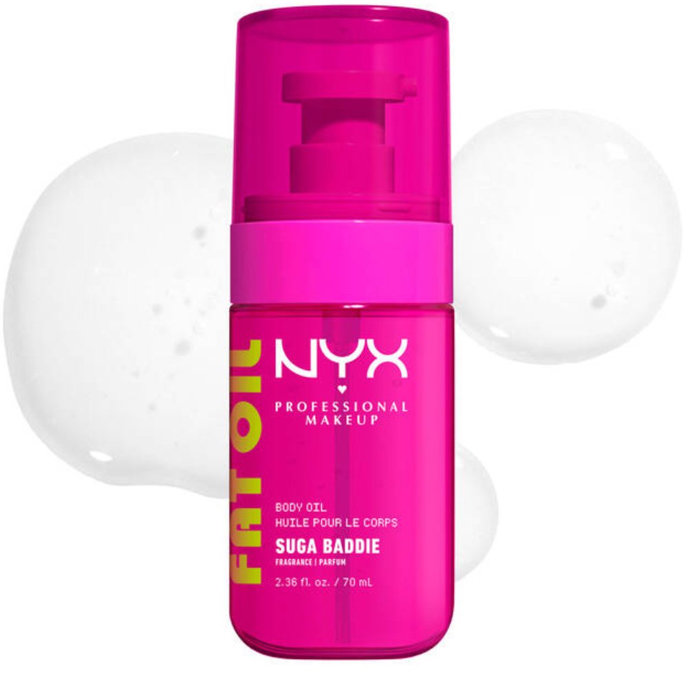 Nyx Professional Makeup Fat Oil Glossy Transparent Body Oil Ενυδατικό Λάδι Σώματος που Προσφέρει 24ωρη Έντονη Λάμψη με Άρωμα Γλυκιάς Βανίλιας & Σαντιγί 70ml - Suga Baddie