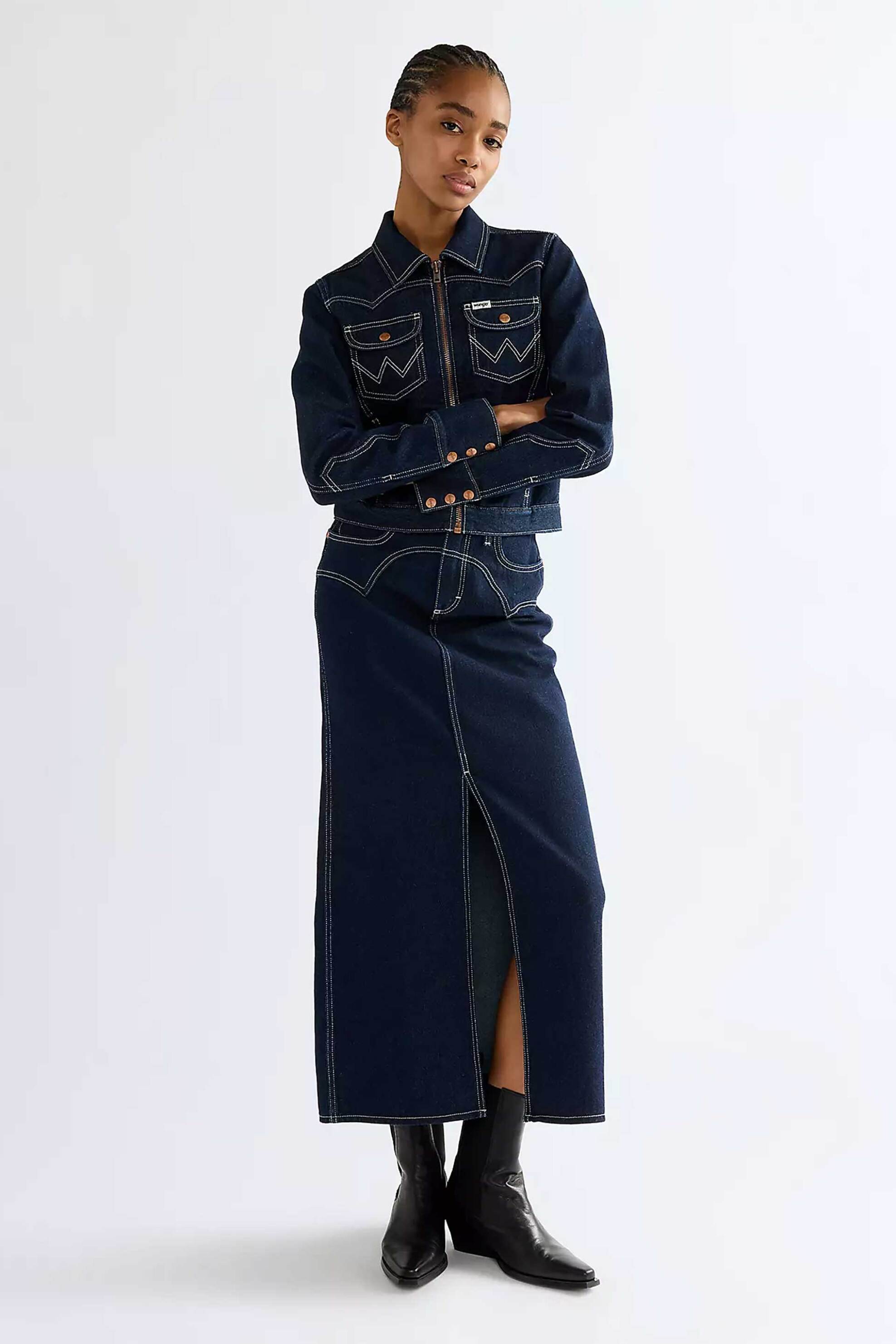 Wrangler® γυναικεία denim midi φούστα πεντάτσεπη Slim Fit "Western"