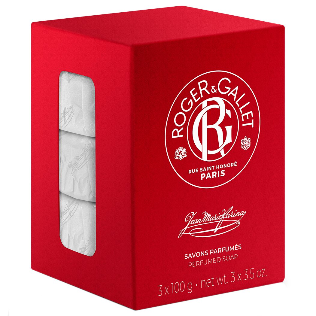 Roger & Gallet Πακέτο Προσφοράς Jean-Marie Farina Perfumed Soap Bar Γυναικείο Αναζωογονητικό Φυτικό Σαπούνι Σώματος με Τονωτικό Άρωμα Εσπεριδοειδών 3x100g