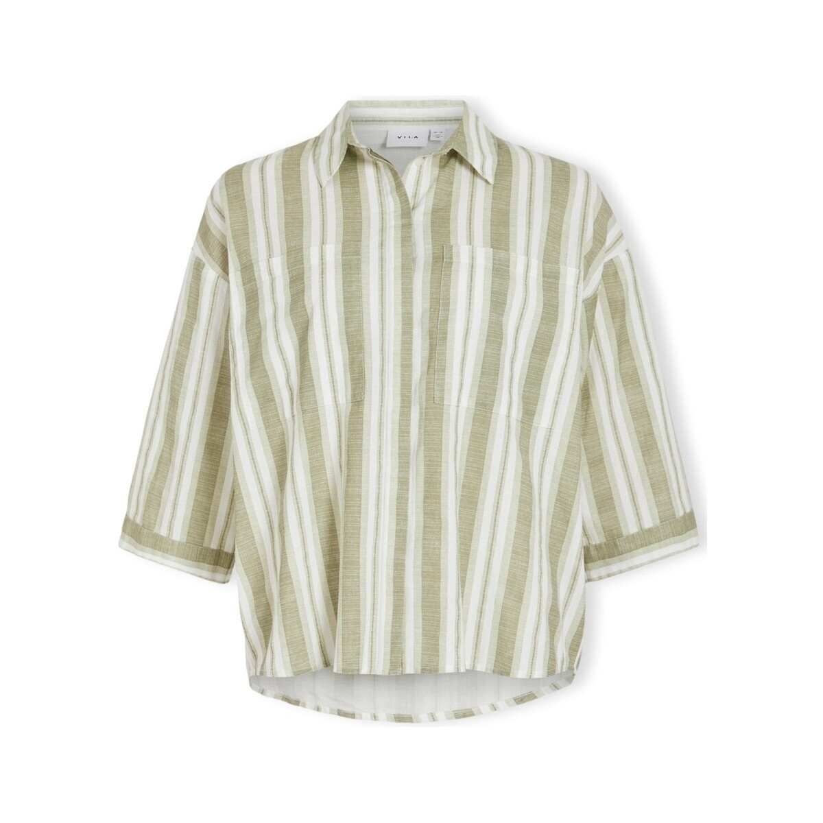 Μπλούζα Vila Etni 3/4 Oversize Shirt - Egret/Oil Green