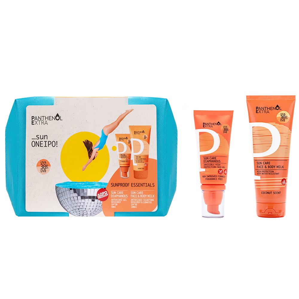 Panthenol Extra Promo Sun Care Diaphanous Spf30, 50ml & Sun Care Face & Body Milk Spf30, 100ml & Δώρο Νεσεσέρ 1 Τεμάχιο
