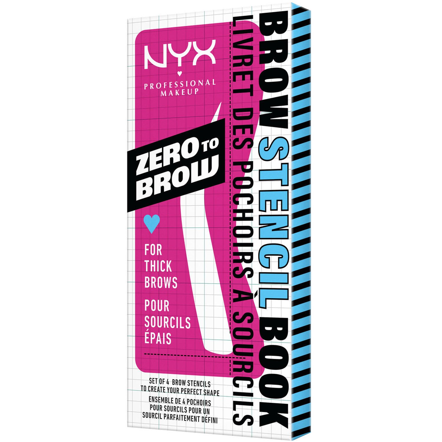 Nyx Professional Makeup Brow Stencil Book for Thick Brows Στένσιλ για τον Σχηματισμό Πυκνών Φρυδιών 1 Τεμάχιο (4 Σετ)