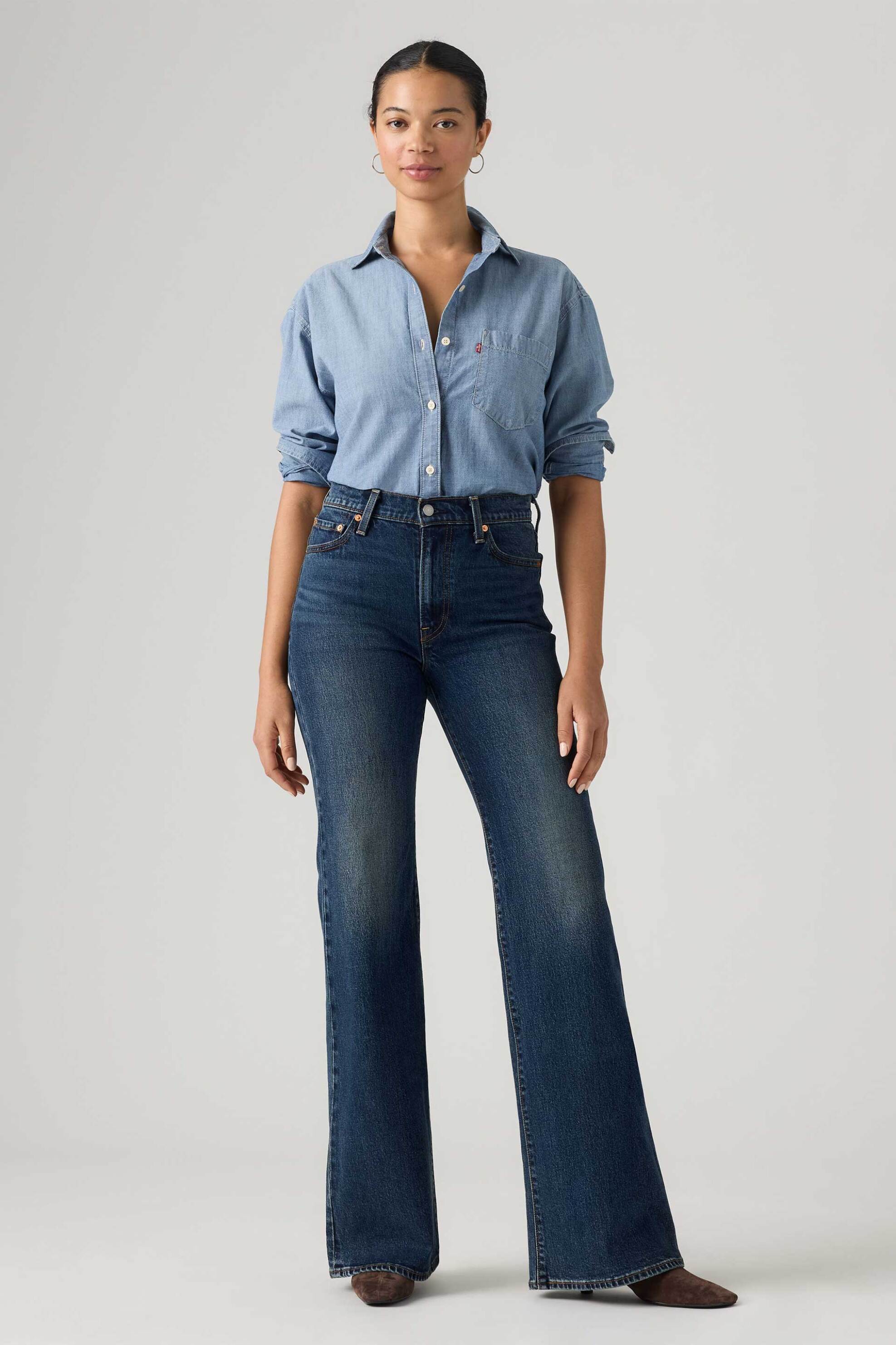 Levi's® γυναικείο ψηλόμεσο τζιν παντελόνι πεντάτσεπο Slim Flared Fit "Ribcage"