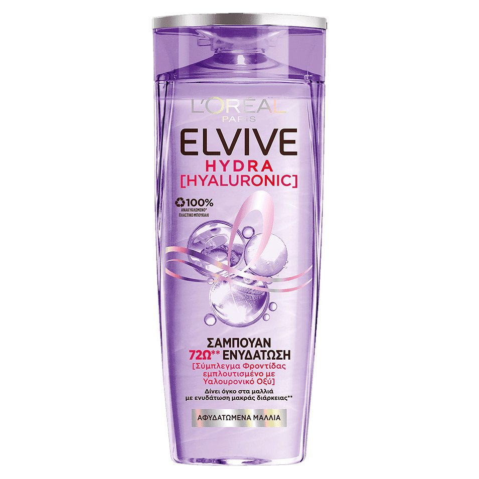 L'Oreal Paris Elvive Hydra Hyaluronic Shampoo Ενυδατικό Σαμπουάν με Υαλουρονικό Οξύ για Αφυδατωμένα Μαλλιά 400ml