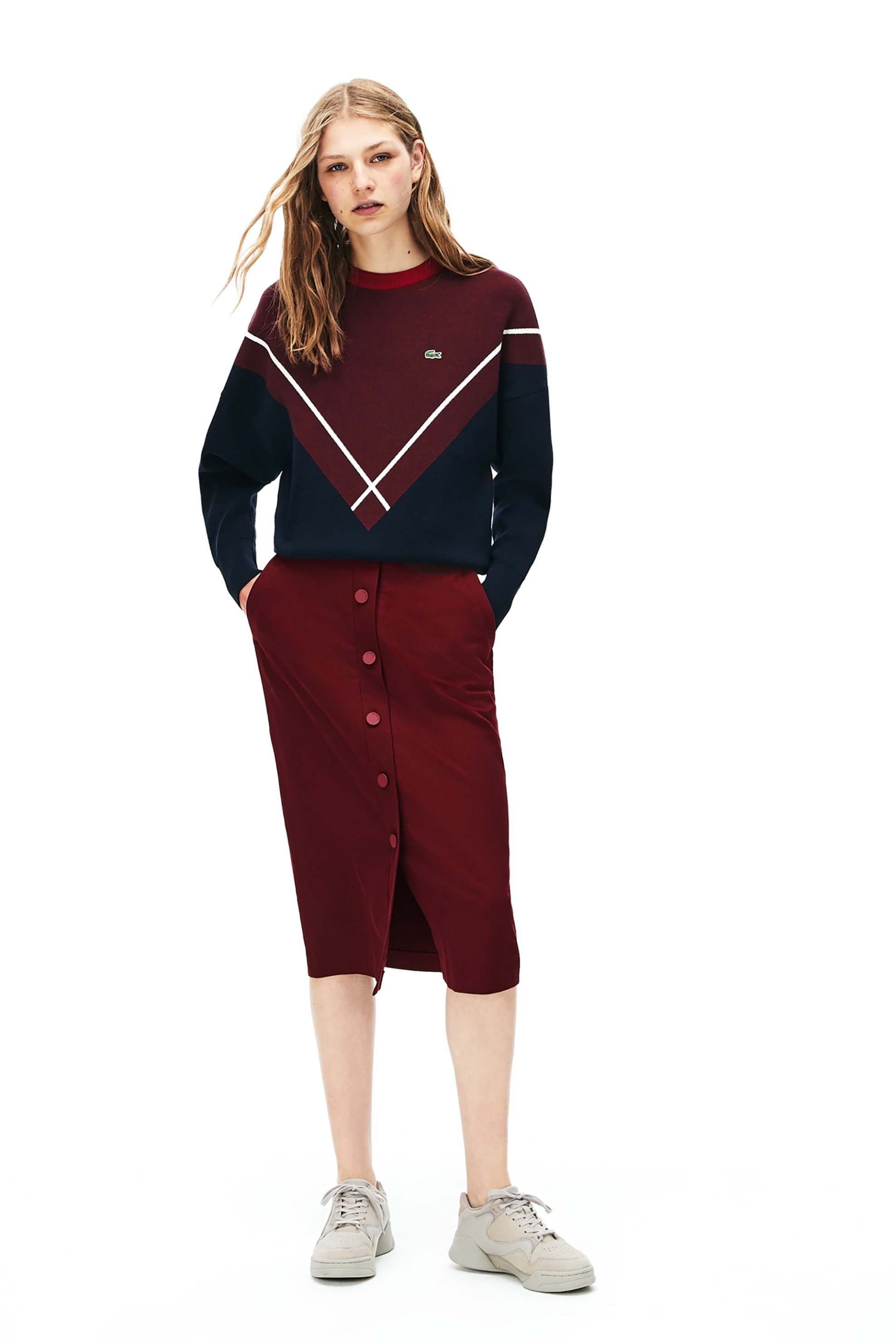 Lacoste γυναικεία pencil φούστα με κουμπιά Buttoned Mid-Length Stretch | 42