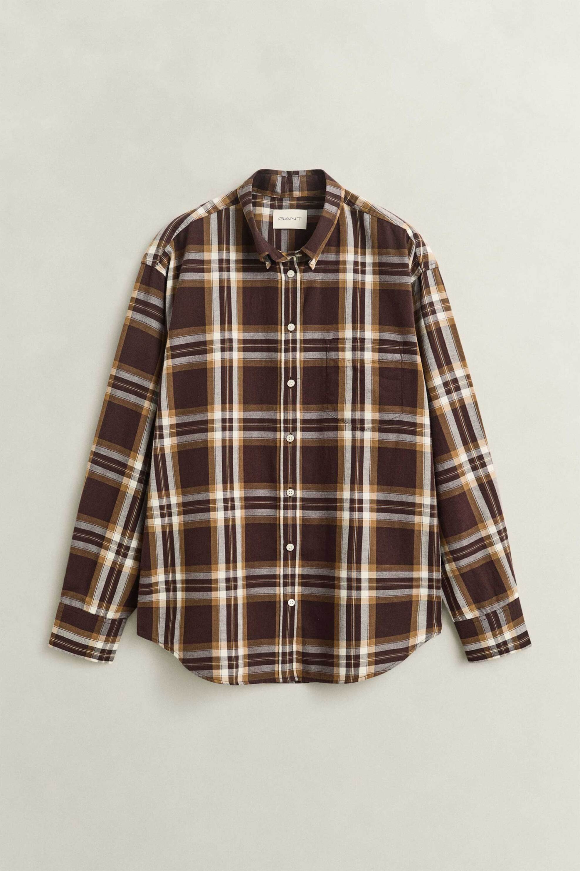 Gant γυναικείο πουκάμισο flannel button down με καρό σχέδιο και τσέπη Relaxed Fit