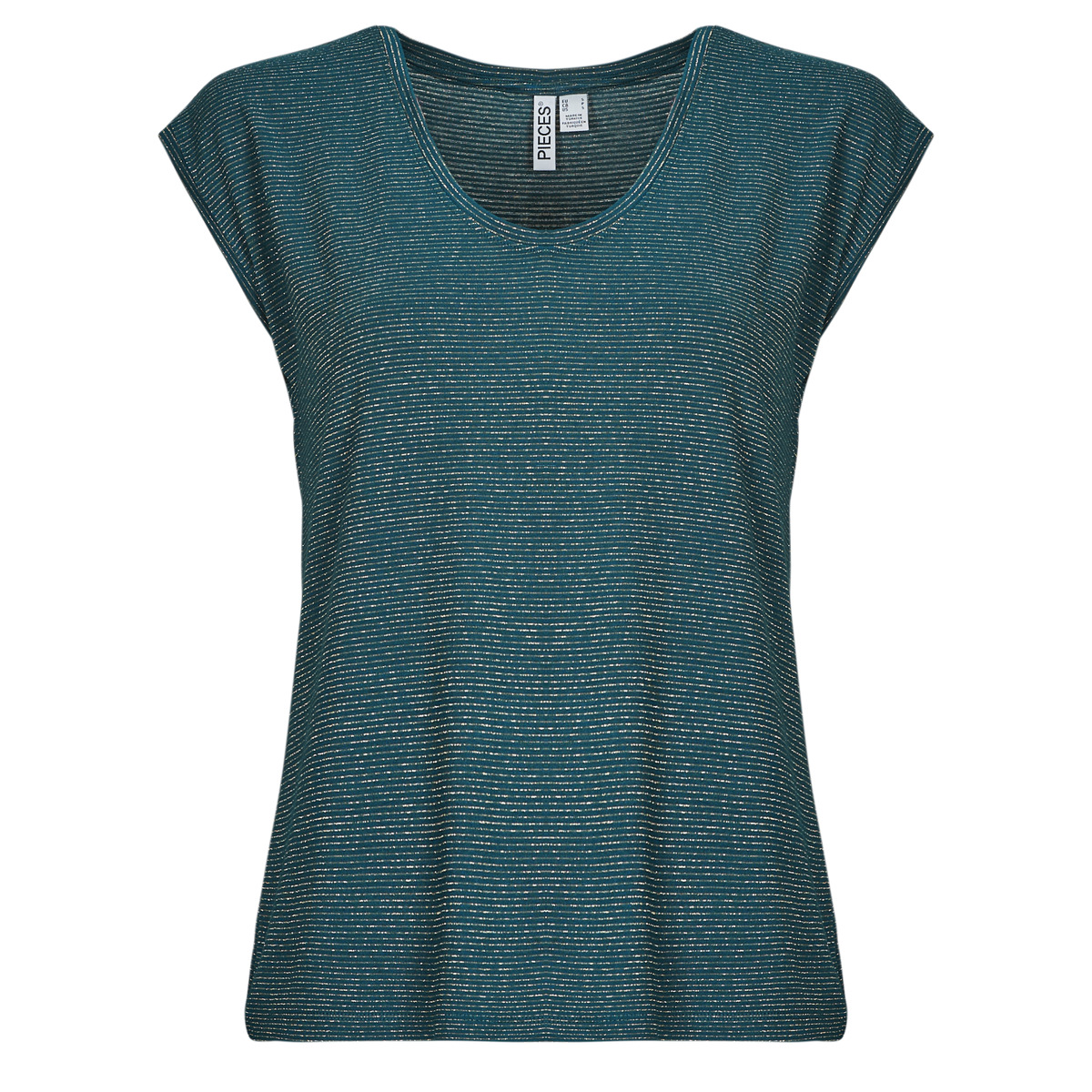 T-shirt με κοντά μανίκια Pieces PCBILLO TEE LUREX STRIPES