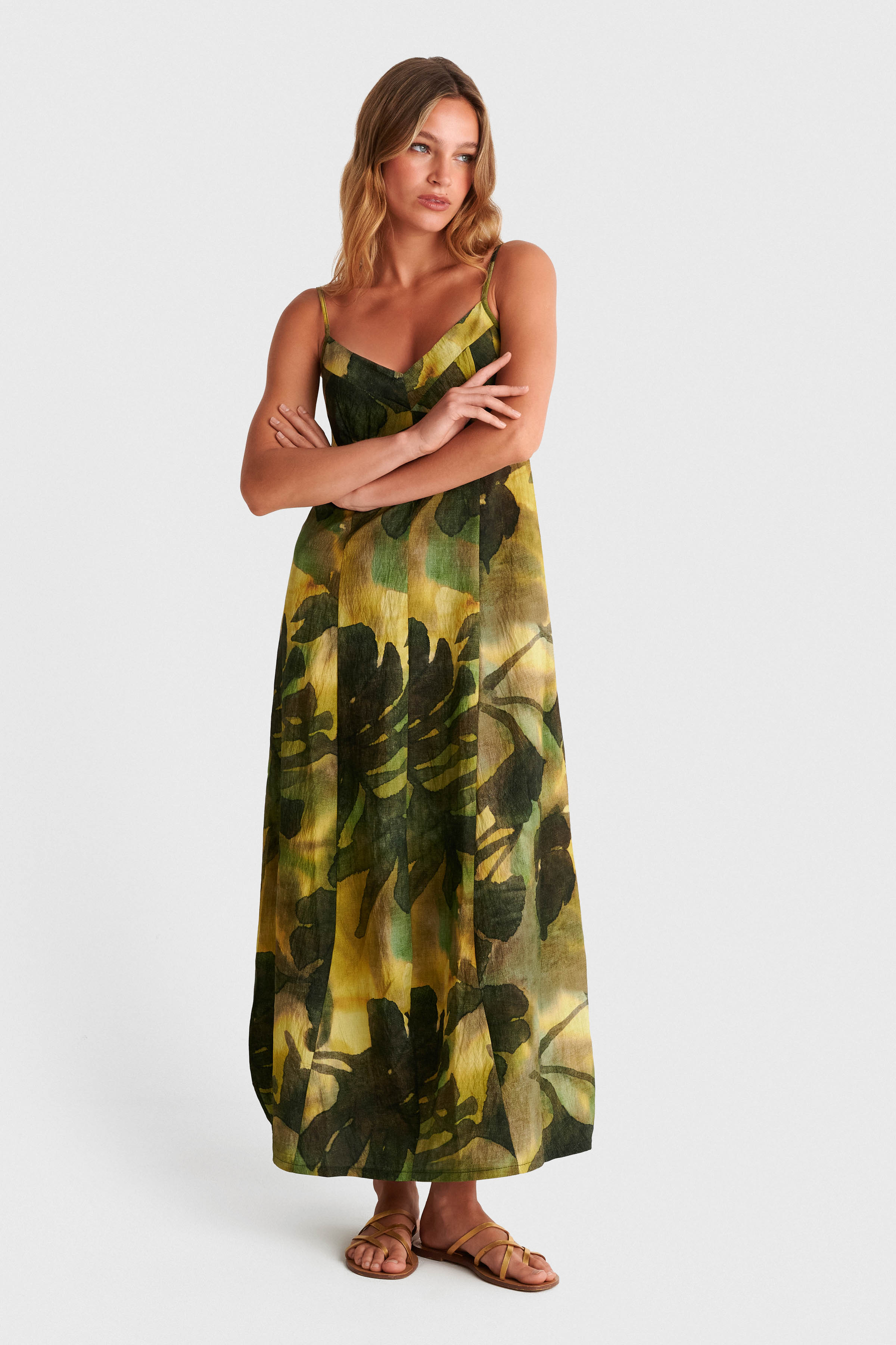 Φόρεμα μάξι με tropical print - Πολύχρωμο