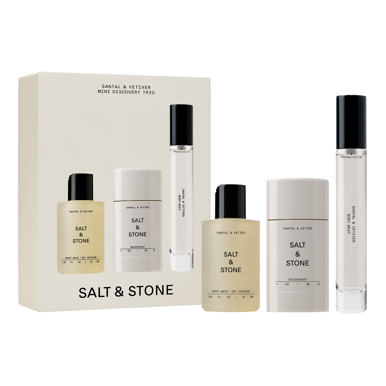 Salt And Stone - Mini Discovery Trio – Μίνι τριπλό σετ με Santal & Vétiver | 35 ml