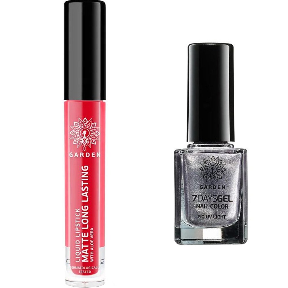 Garden Promo Liquid Lipstick 05 Matte Long Lasting 4ml & 7 Days Gel Nail Color 02, 12ml