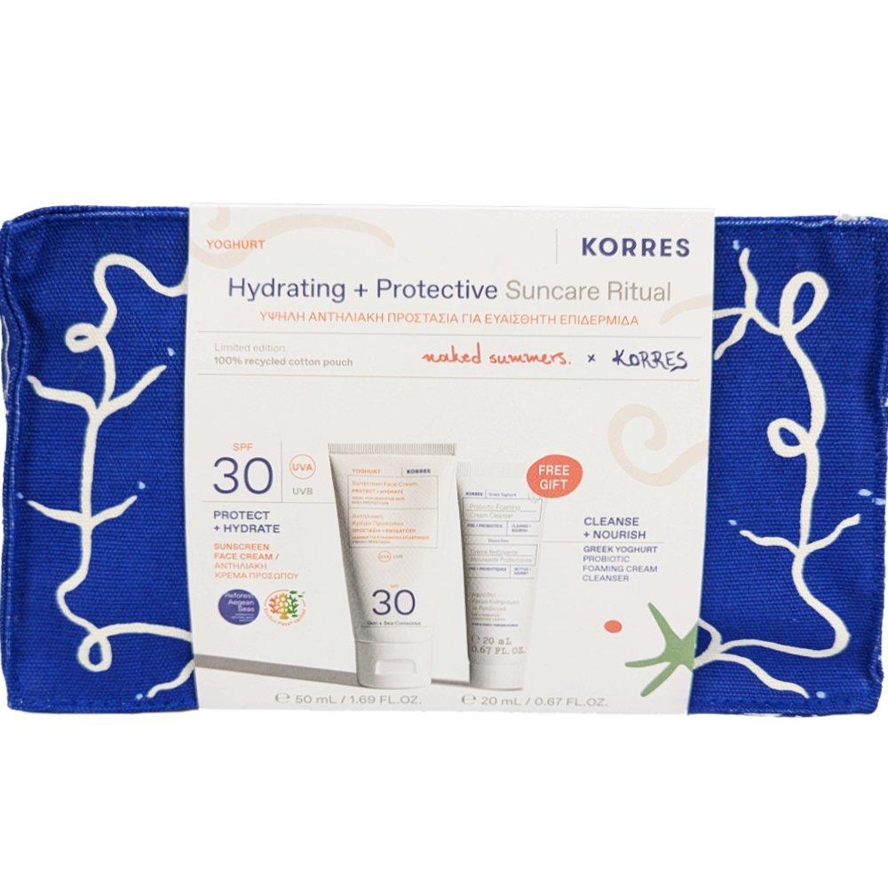 Korres Promo Yoghurt  Sunscreen Face Cream Protect & Hydrate Spf30, 50ml & Δώρο Foaming Cream Cleanser with Pre + Probiotics 20ml & Νεσεσέρ 1 Τεμάχιο