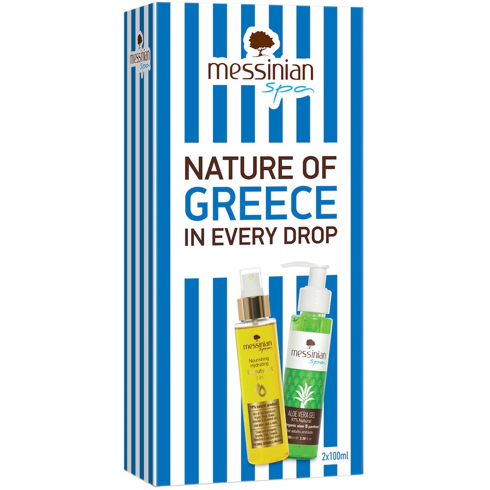 Messinian Spa Promo Nourishing Hydrating Beauty Oil 3in1 100ml & Organic Aloe Vera & Panthenol Body Gel 100ml