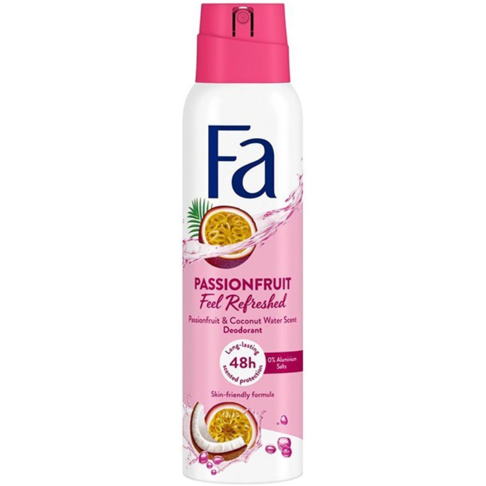 Fa Feel Refreshed 48h Passionfruit & Coconut Water Scent Deodorant Spray Αποσμητικό Spray με Γλυκό Άρωμα Φρούτο του Πάθους Χωρίς Άλατα Αλουμινίου για Προστασία Έως & 48 Ώρες 150ml