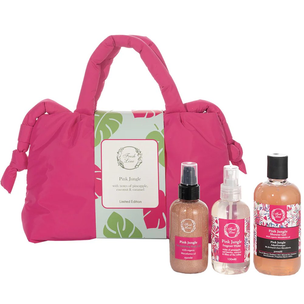 Fresh Line Promo Pink Jungle Shower Gel 300ml & Fragrant Water 150ml & Shimmering Body Oil 150ml & Δώρο Νεσεσέρ 1 Τεμάχιο