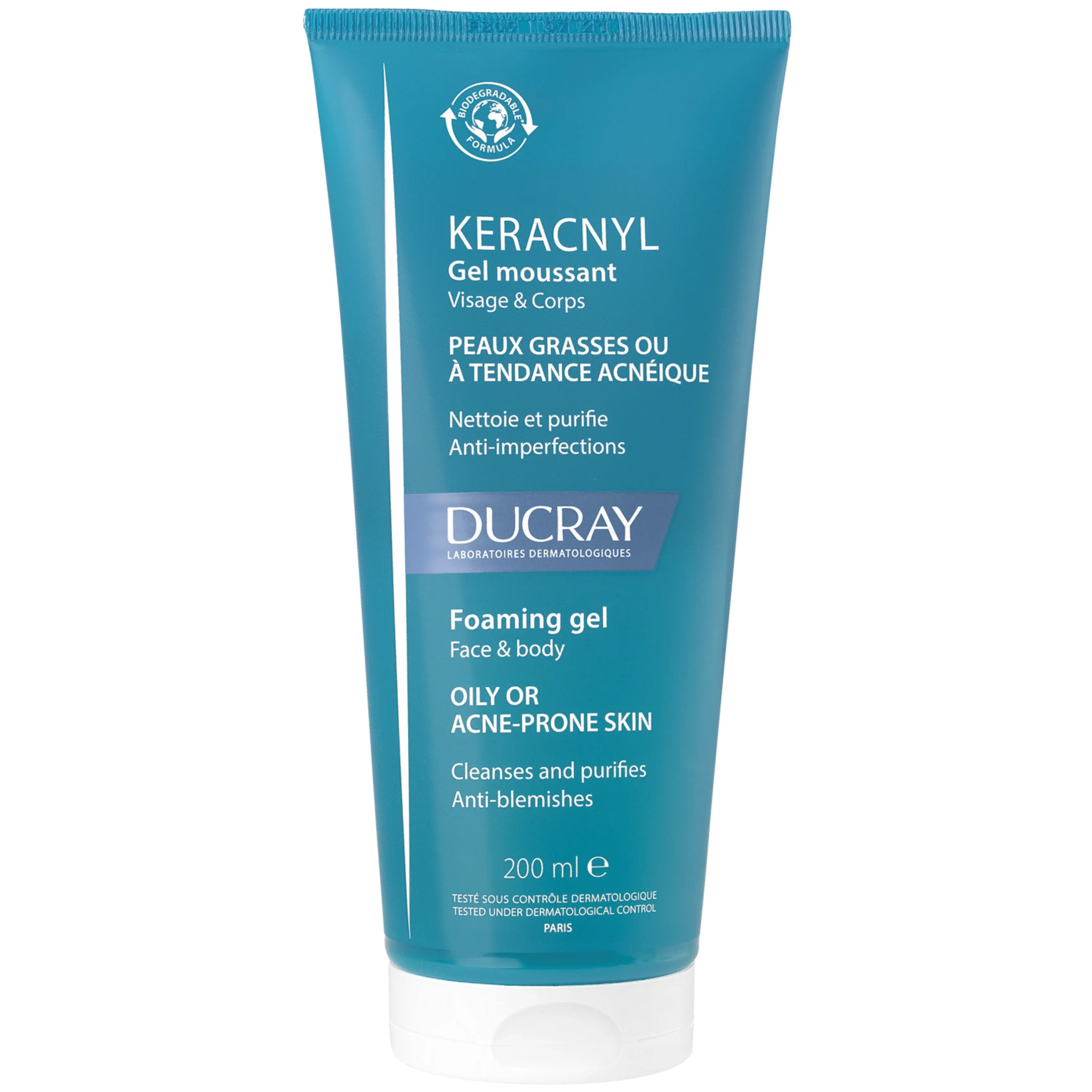 Ducray Keracnyl Gel Moussant Gel Καθαρισμού Προσώπου & Σώματος για Δέρματα με Ατέλειες - 200ml
