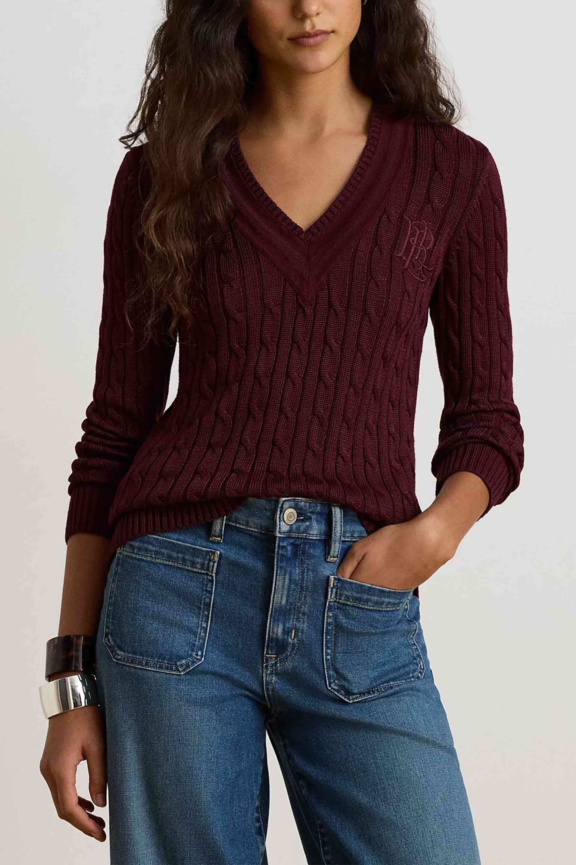 Lauren Ralph Lauren γυναικείο πουλόβερ με cable knit pattern Relaxed Fit
