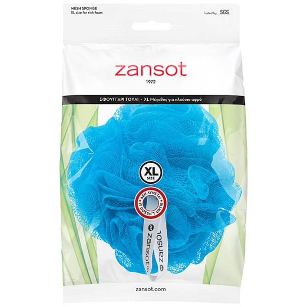 Zansot Mesh Sponge Extra Large Σφουγγάρι Τούλι για Αίσθηση Απαλότητας & Αναζωογόνησης 1 Τεμάχιο - Γαλάζιο