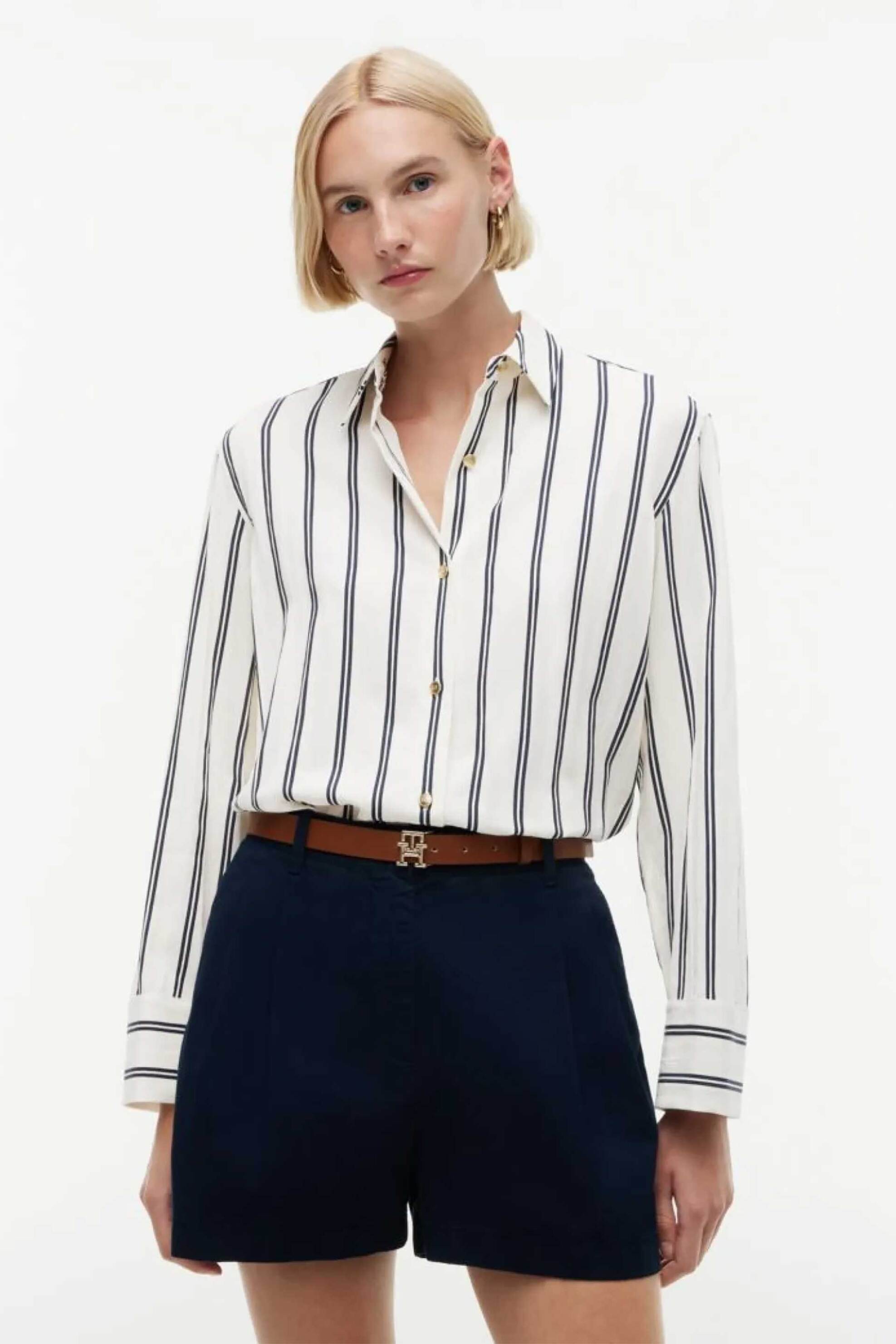 Tommy Hilfiger γυναικείο πουκάμισο ριγέ με λογότυπο Relaxed Fit