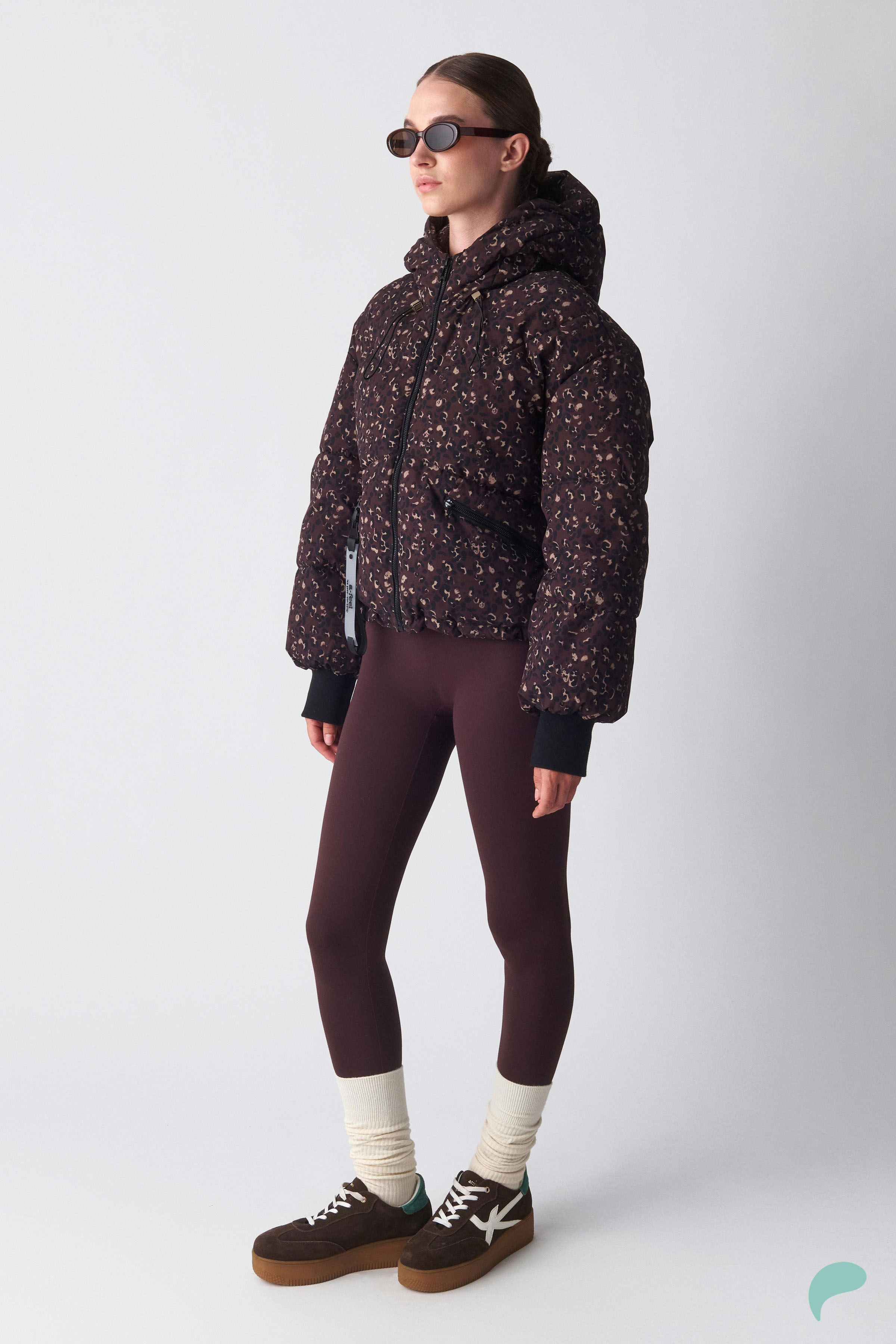 a-feel Μπουφάν cropped με animal print - Καφέ