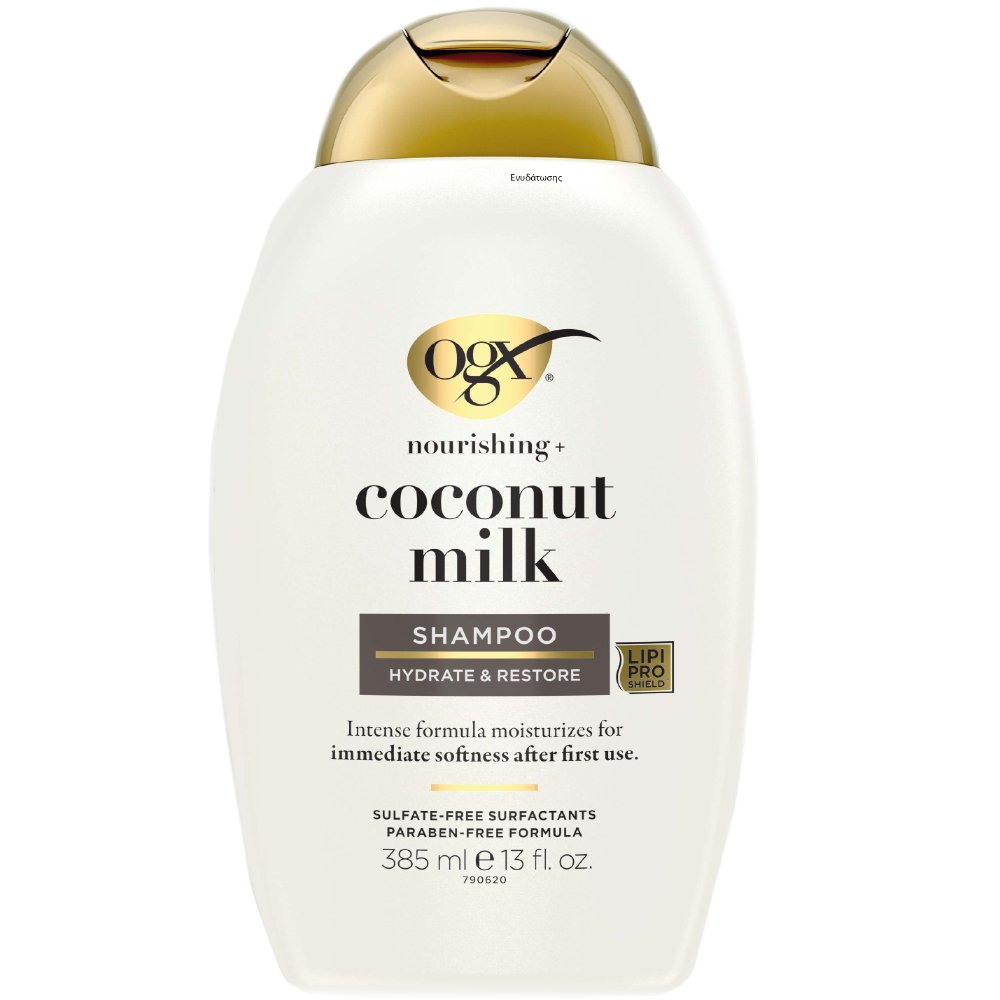 OGX Coconut Milk Nourishing Hydrating Shampoo Σαμπουάν Ενυδάτωσης με Γάλα Καρύδας για Δυνατά, Υγιή & Λαμπερά Μαλλιά 385ml