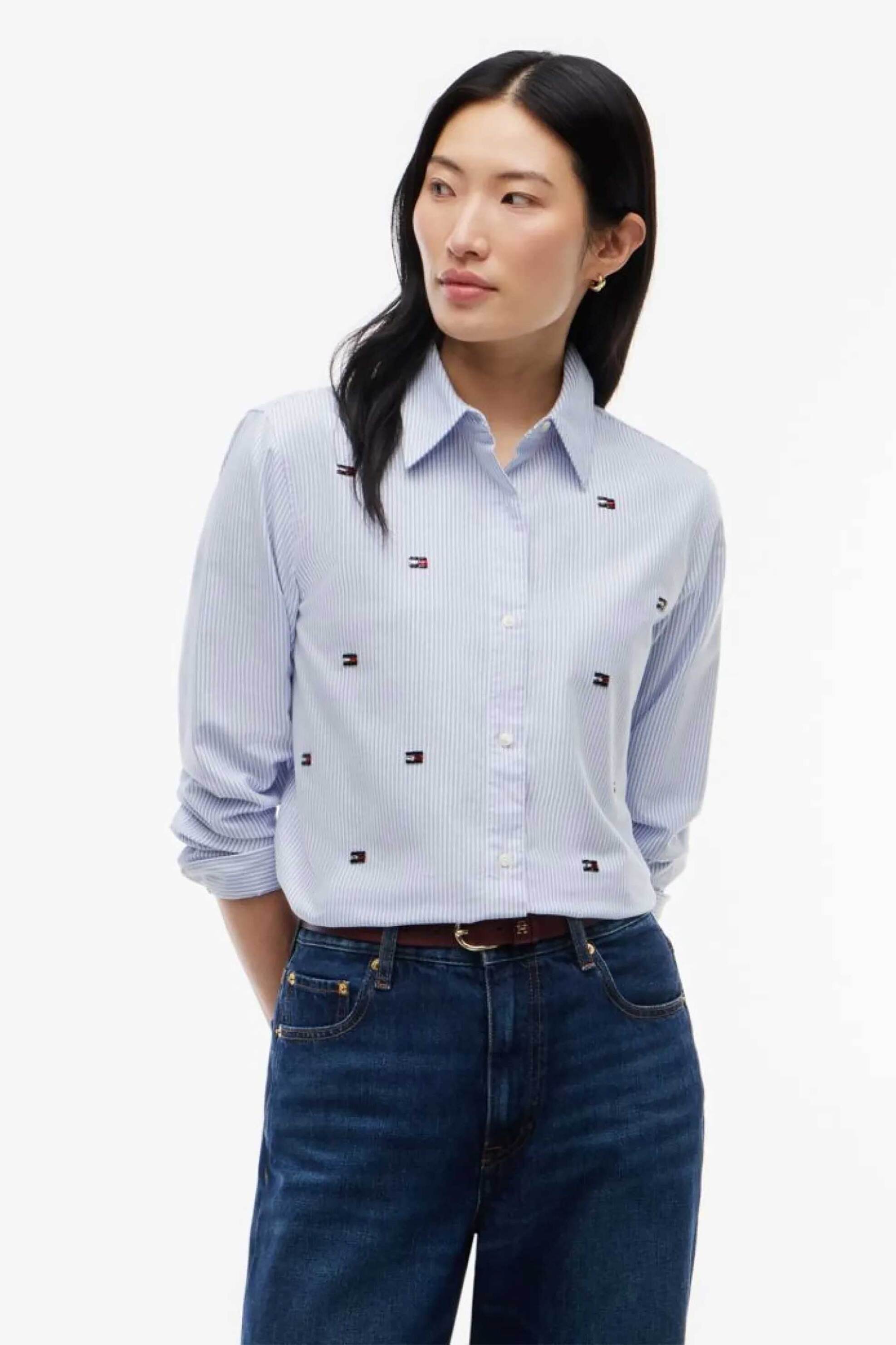 Tommy Hilfiger γυναικείο πουκάμισο oxford με ριγέ σχέδιο και all-over monogram από χάντρες Regular Fit