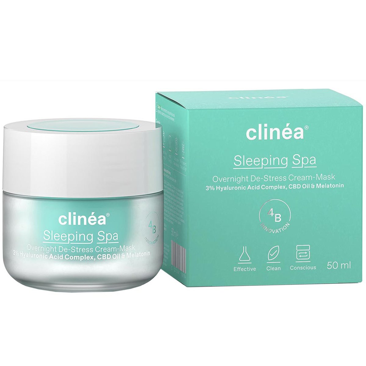 Clinea Sleeping Spa Overnight De-Stress Cream-Mask Κρέμα-Μάσκα Νυκτός Προσώπου με Μελατονίνη για Ενυδάτωση & Αναζωογόνηση 50ml